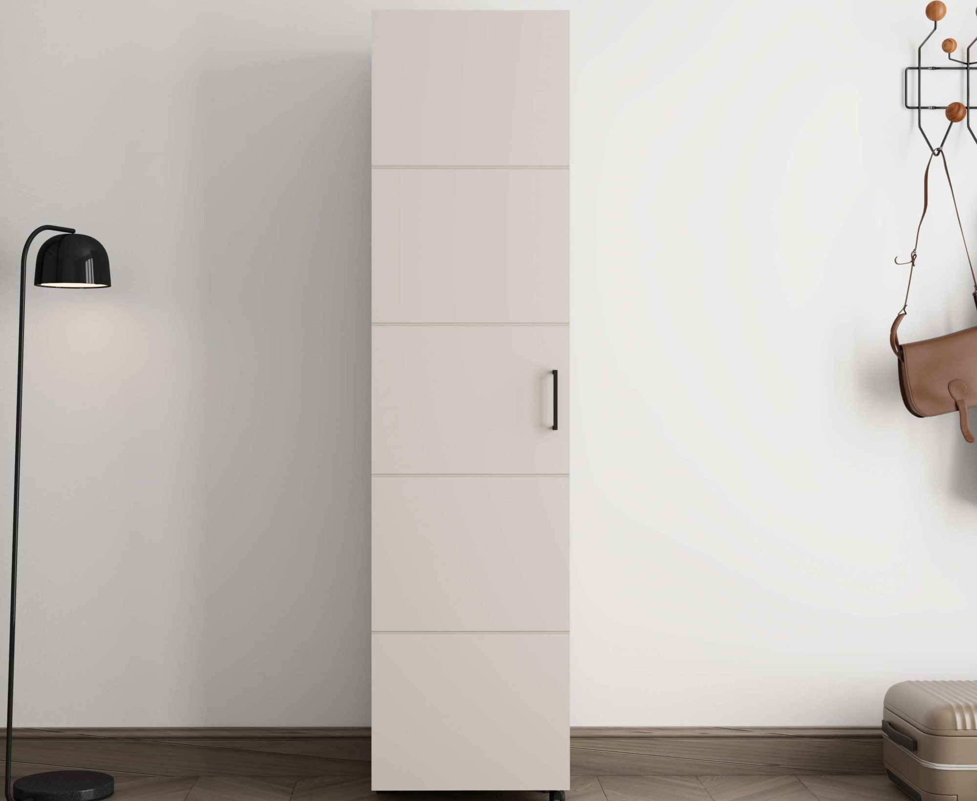 Home affaire Schuhschrank Islay, Drehtür auf Rollen, B/T/H: 45,6/32,4/184,4 cm Schuhkommode mit Platz für ca. 20 Paar Schuhe bis Gr. 40