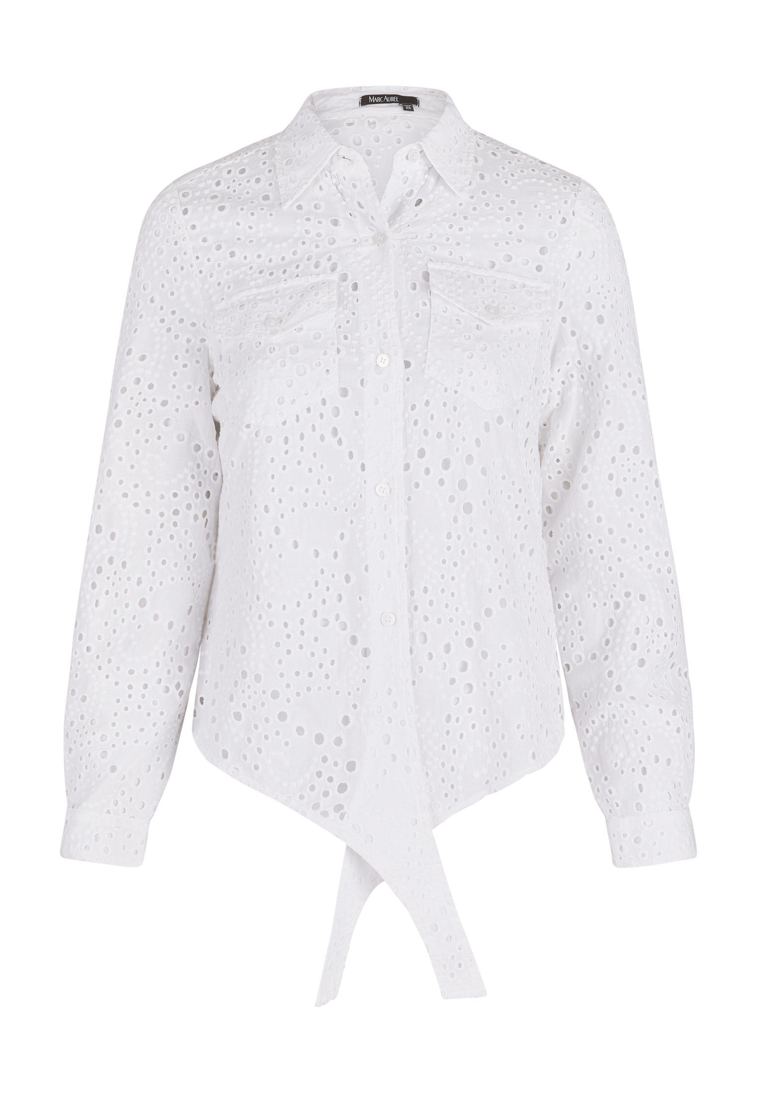MARC AUREL Klassische Bluse Wickelbluse aus Lochstickerei
