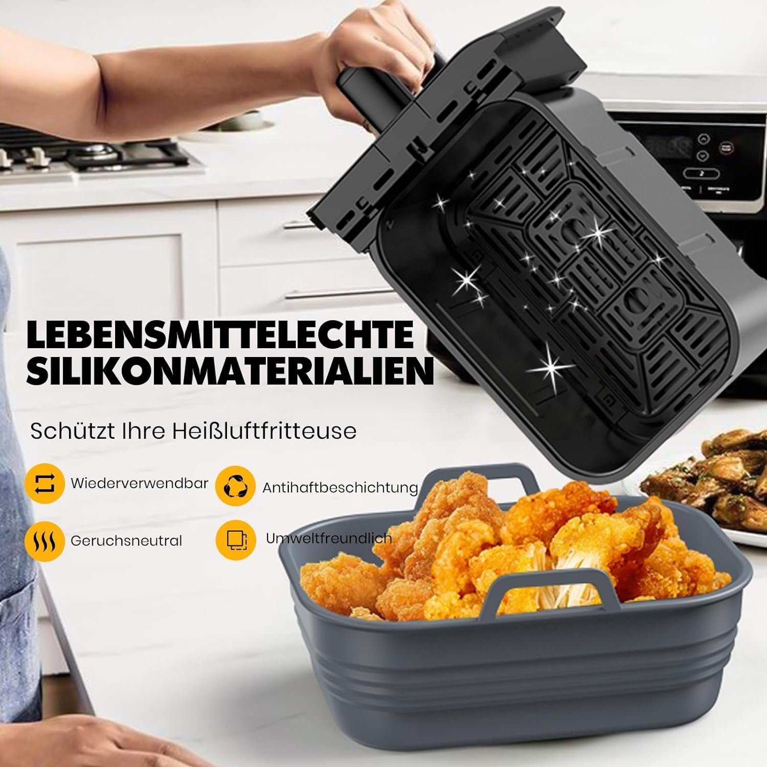 MOPUEA Brotbackform Silikonform Wiederverwendbares Silikon-Backblech 4 Stück, (Platzsparend und vielseitig einsetzbar 4-tlg), Umweltfreundliche Materialien für Ihre Sicherheit
