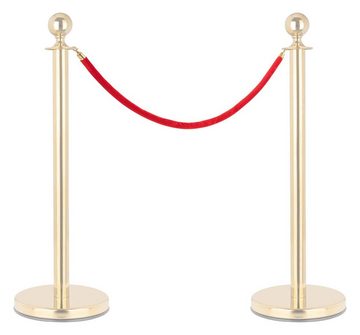 Stagecaptain Absperrpfosten 1,5 m Absperrband Seil - Rote Samtkordel mit Karabinerhaken (PLS-150, 1-tlg., Wegeleitsystem), als Erweiterung oder Ersatz für Personenleitsystem