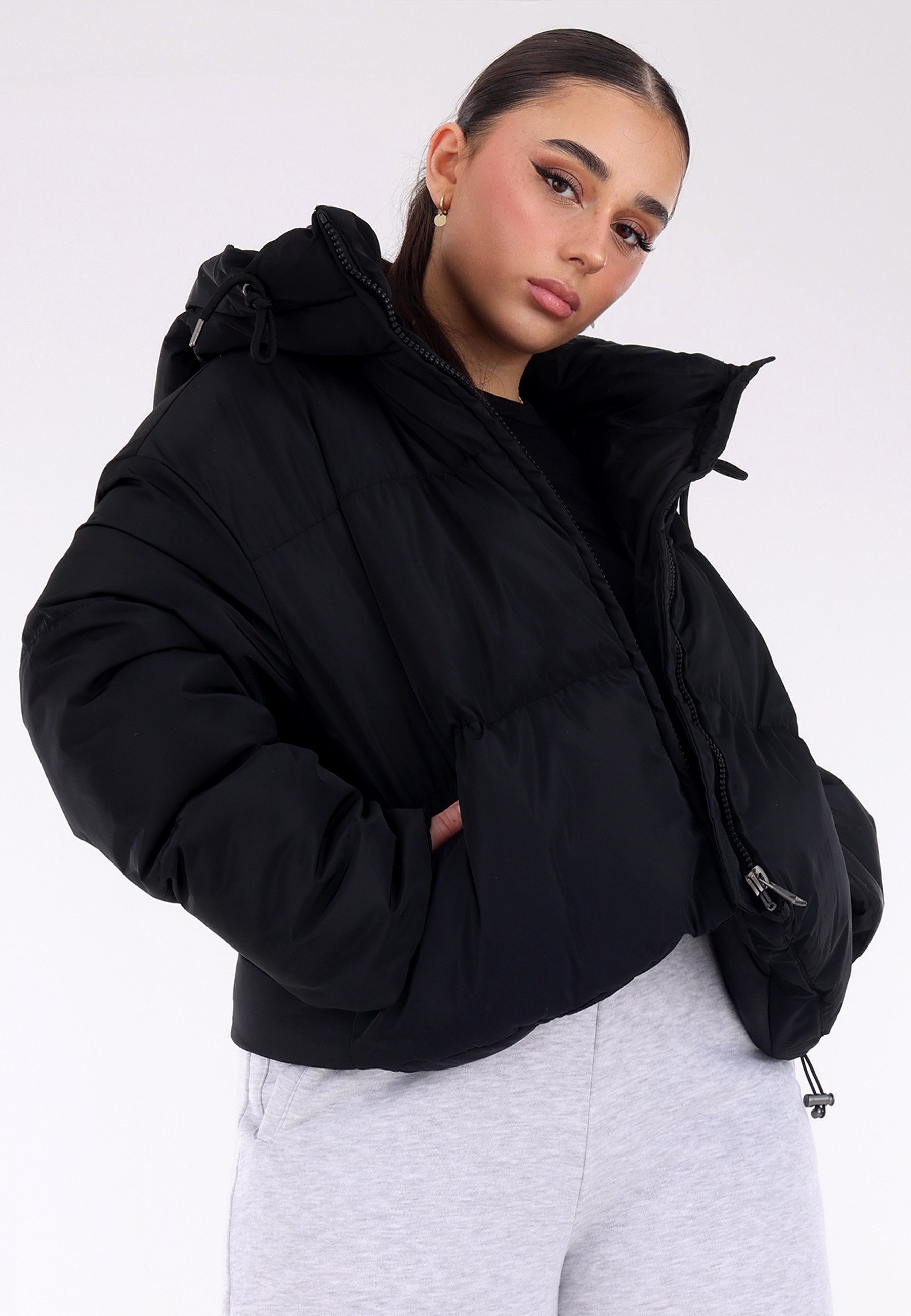 Steppjacke "Wattierte Kurzjacke mit Kapuze"