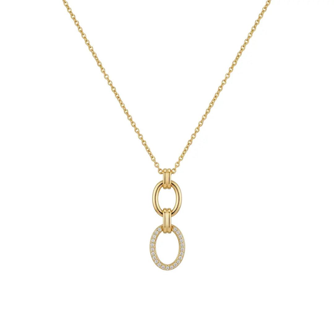 Kette mit Anhänger Suzan Gold® 925 Sterling Silber Halskette Damen Doppel Oval Anhänger