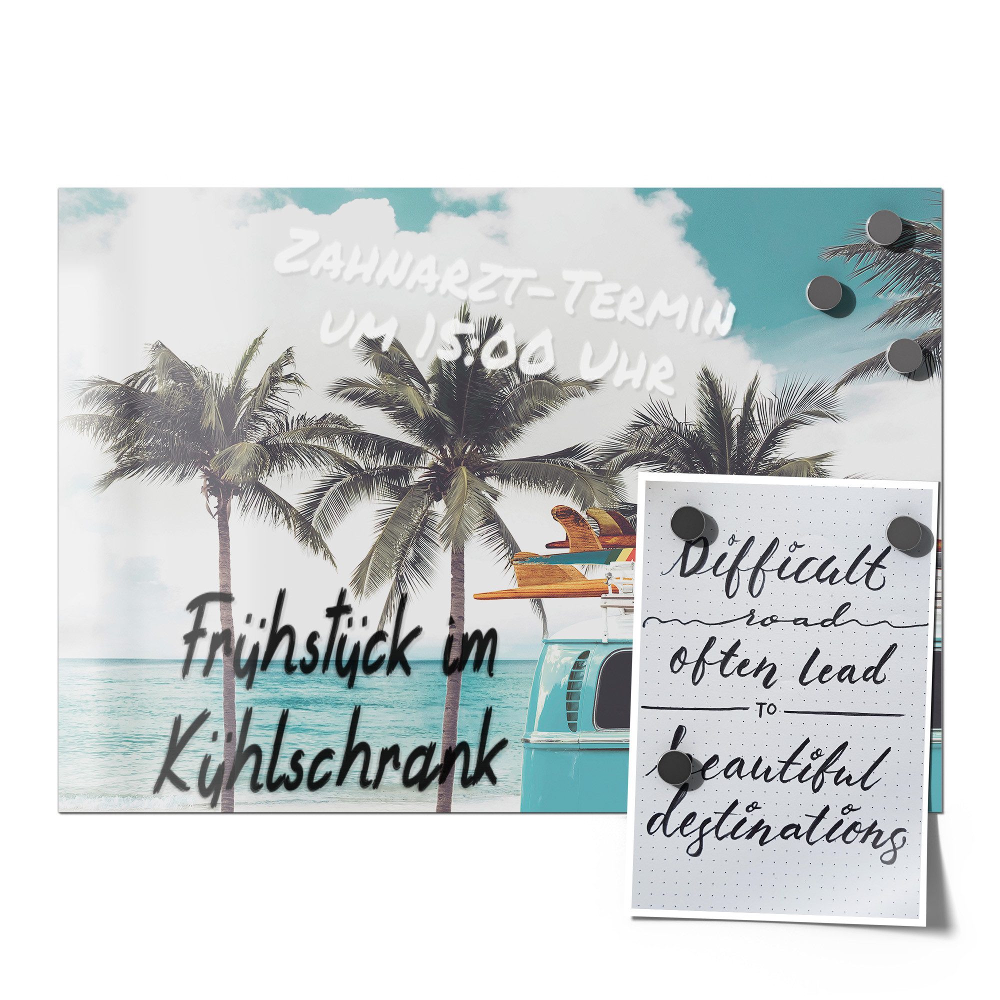 Thumbnail - DEQORI Magnetfolie 'Vintage Strandtag', beschreibbar universal Magnetmatte magnetisch Folie Planer Kalender