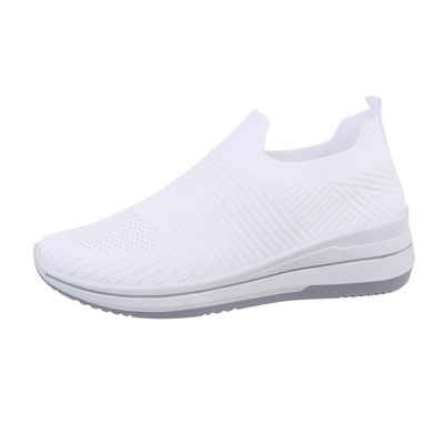 Ital-Design Damen Low-Top Freizeit Sneaker (85960367) Keilabsatz/Wedge Sneakers Low in Weiß
