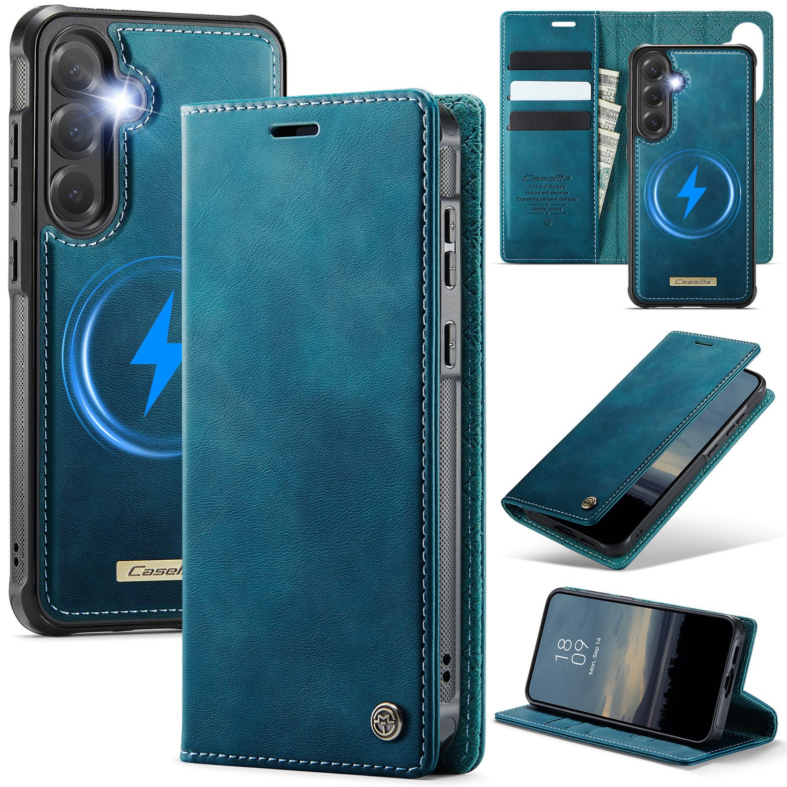 Mycotech Handyhülle Premium 2in1 Klapphülle für Samsung mit abnehmbarem Case Retro Tasche