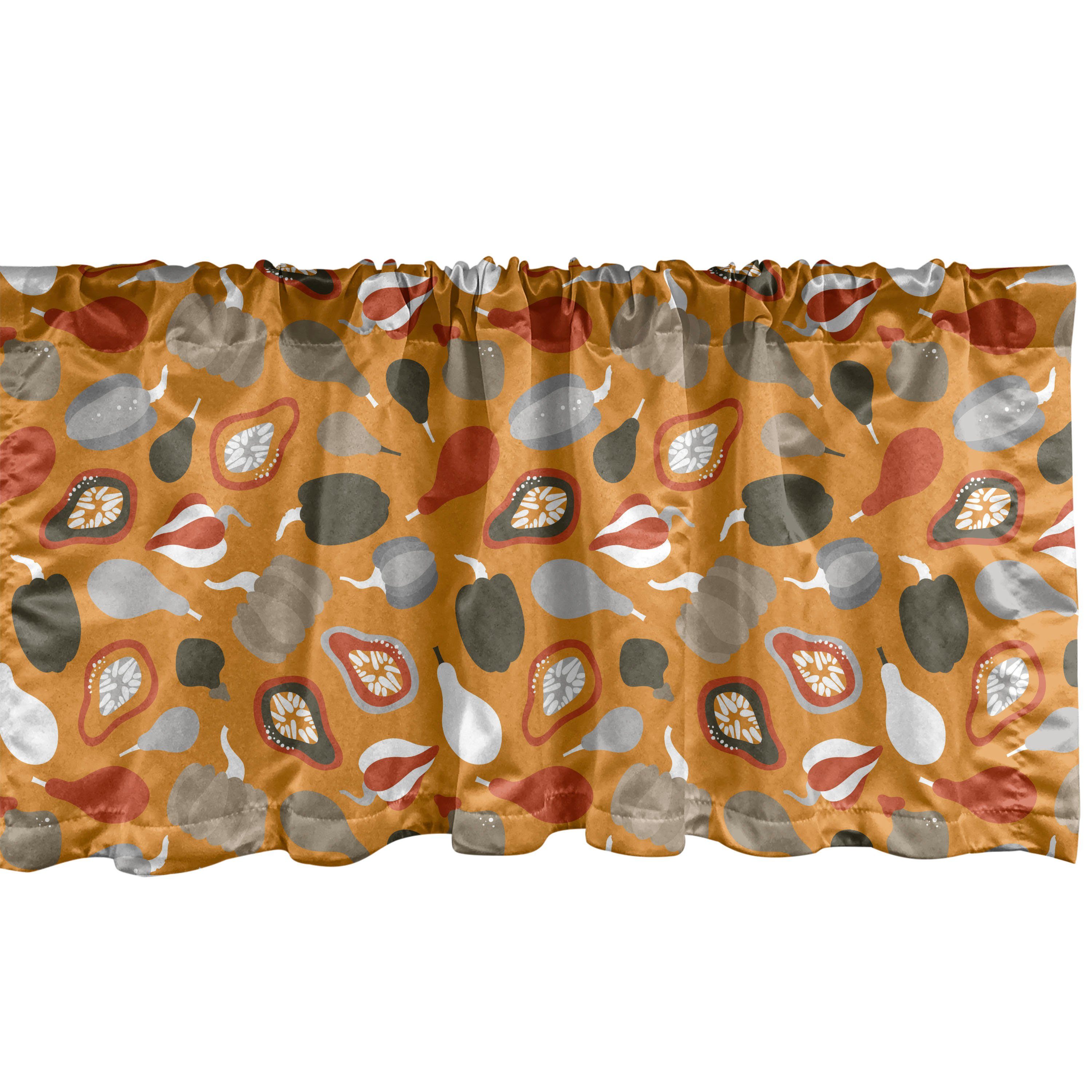 Scheibengardine Vorhang Volant für Küche Schlafzimmer Dekor mit Stangentasche, Abakuhaus, Microfaser, Orange und Gelb verschiedene Kürbisse