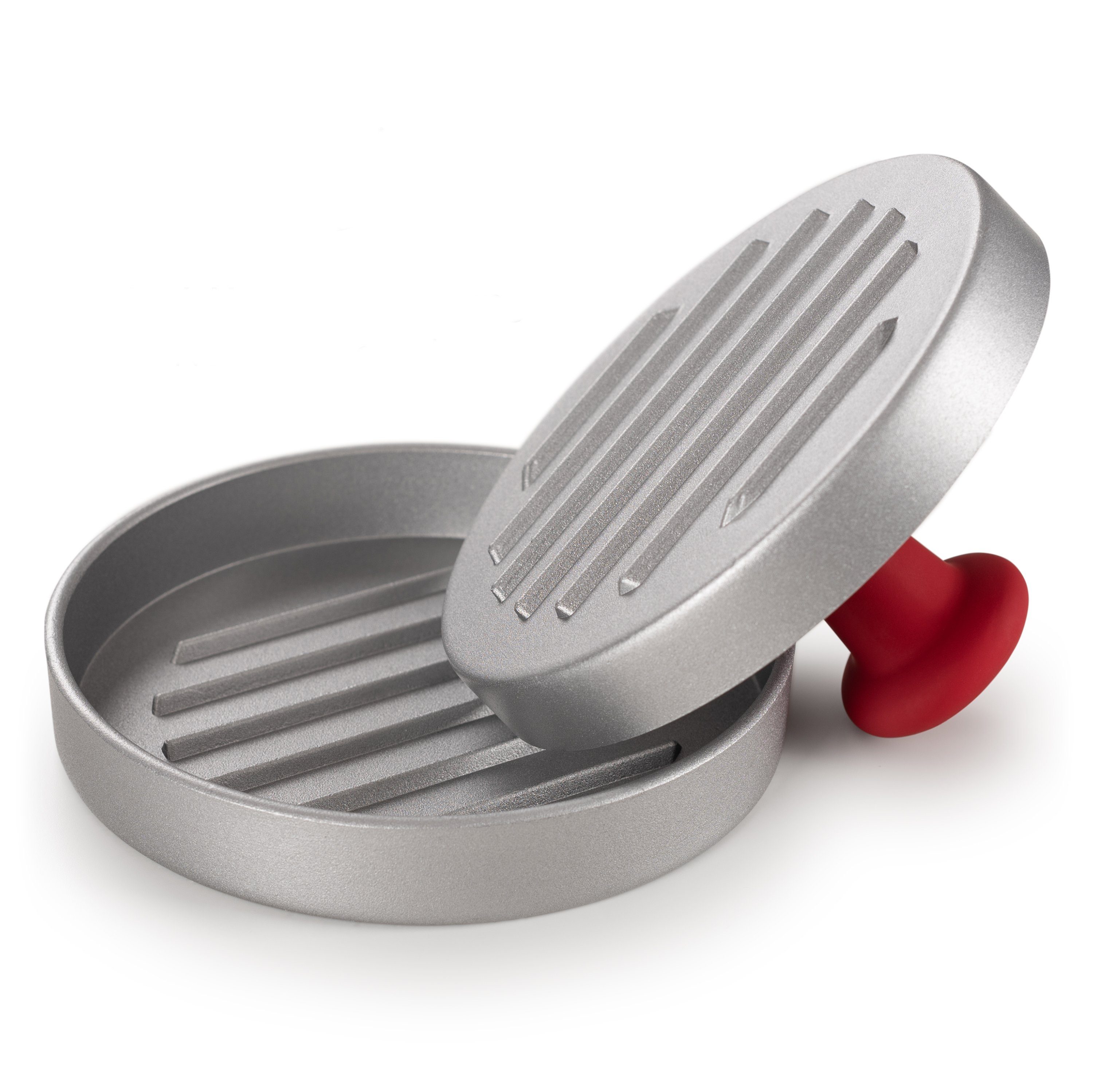 Blumtal Burgerpresse Aluguss mit Antihaftbeschichtung inkl. 50 Blatt Backpapier, Aluminiumguss, Grillzubehör