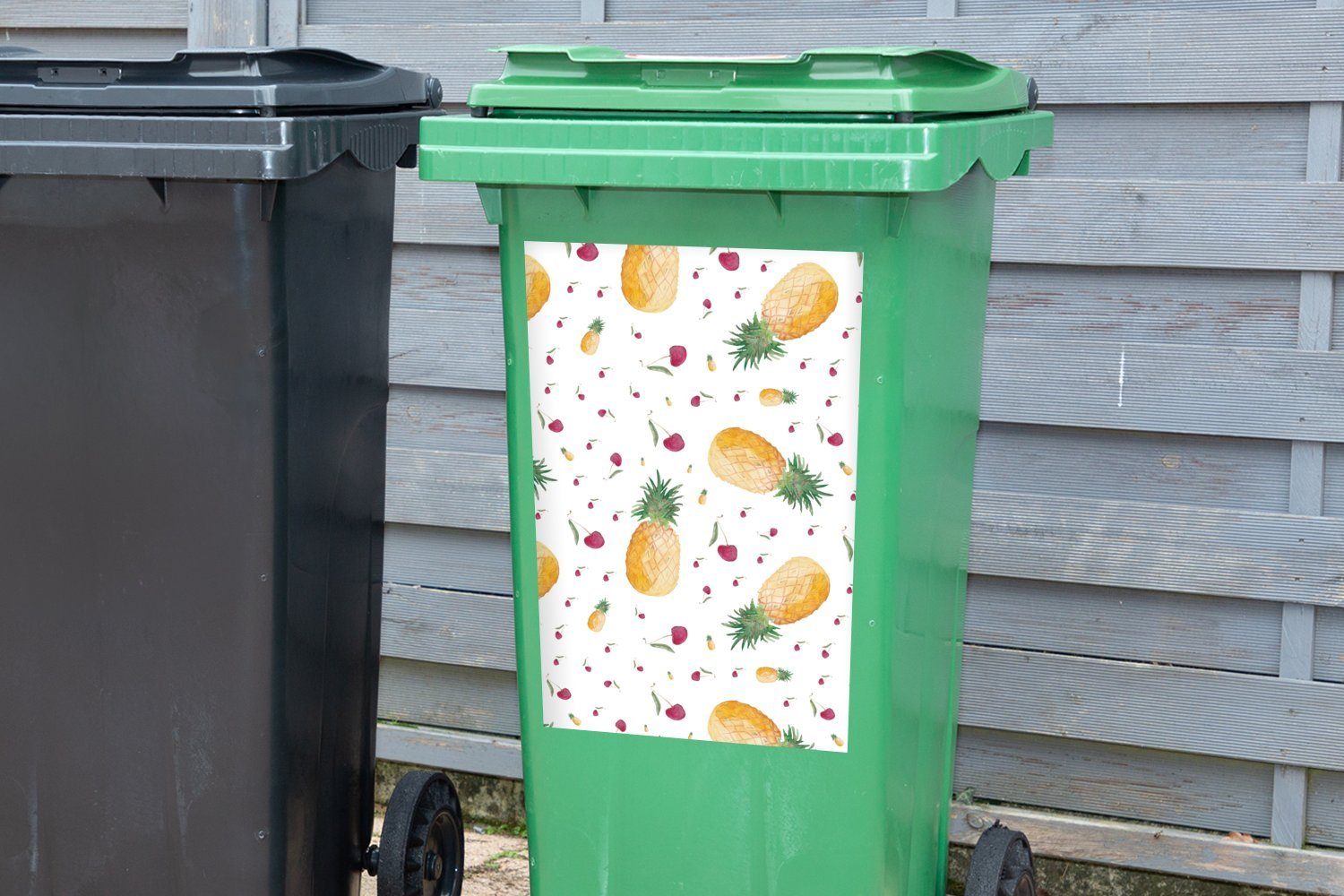 MuchoWow Wandsticker Obst (1 - Design Abfalbehälter Container, - Sticker, Aquarell Mülleimer-aufkleber, St), Mülltonne