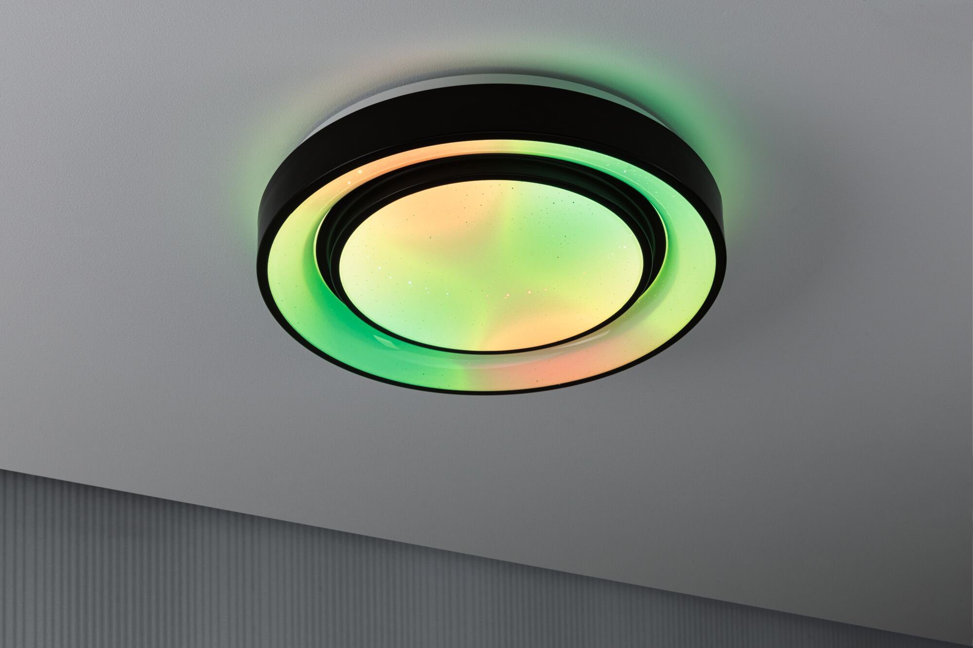 Paulmann LED Deckenleuchte Rainbow 375mm RGBW fest TunableWhite Dynamic integriert, 22W 230V, Weiß/Schwarz Tageslichtweiß, LED