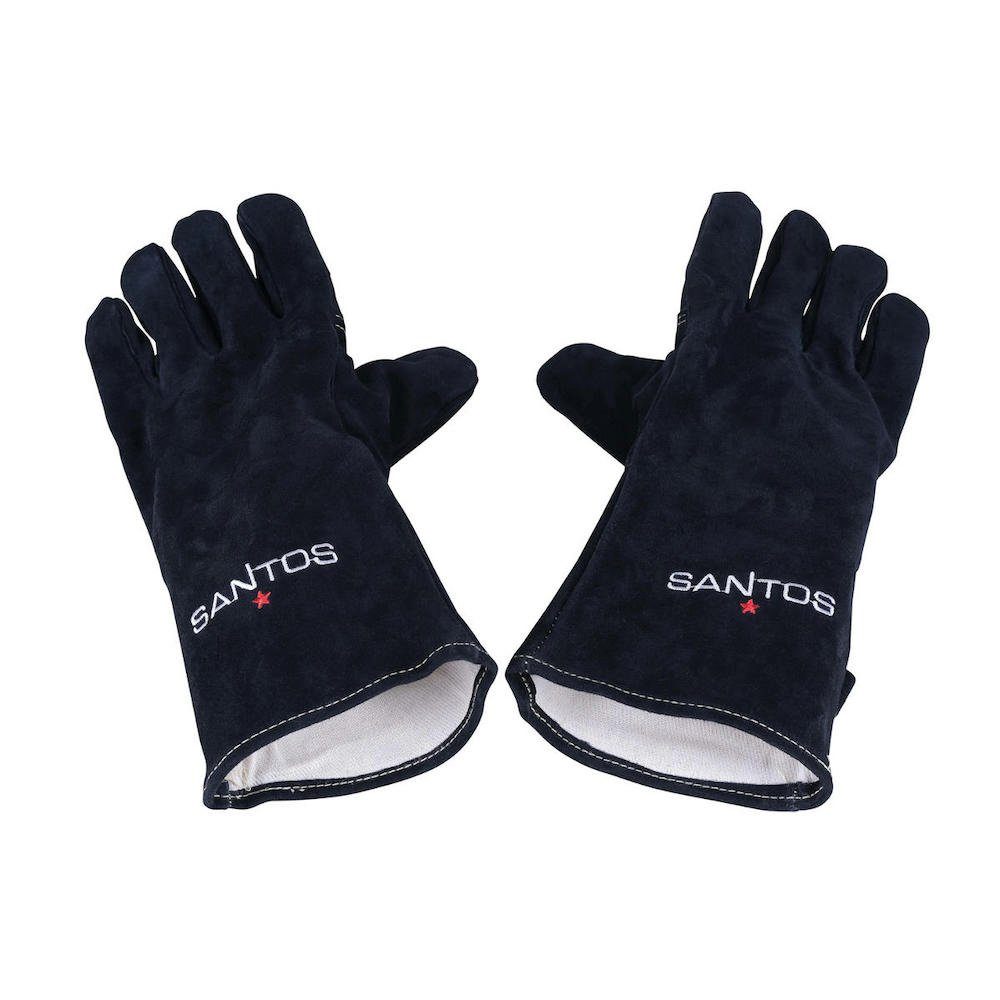 PROREGAL® Grillbesteck-Set SANTOS BBQ-Handschuhe aus Leder, schwarz (Paar), hitzebeständig