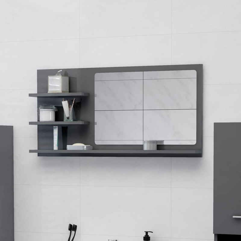 vidaXL Badezimmerspiegelschrank Badspiegel Hochglanz-Grau 90x10,5x45 cm Holzwerkstoff (1-St)