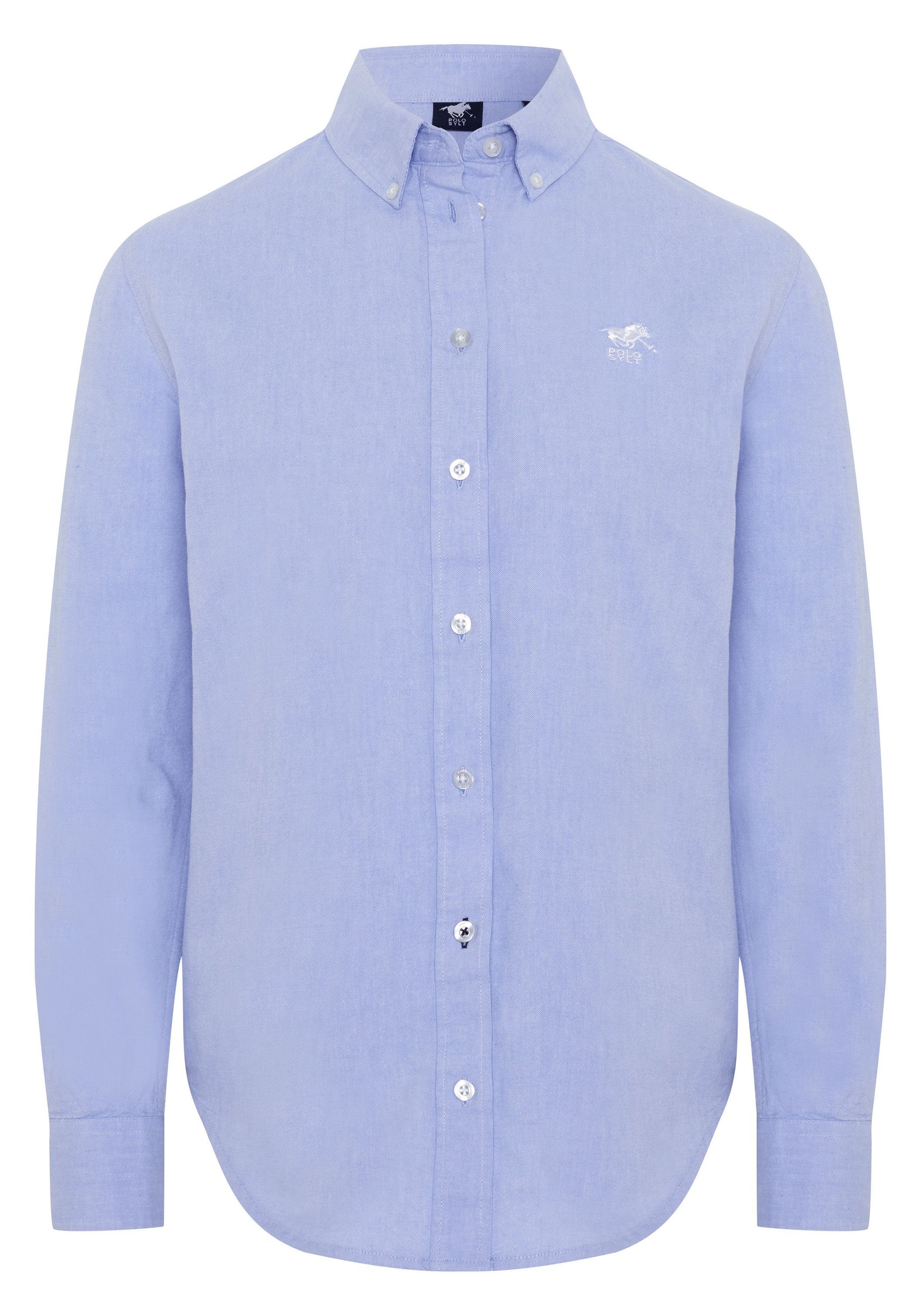 Polo Sylt Hemdbluse mit Button-down-Kragen und Label-Stitching 16-3922 Brunnera Blue