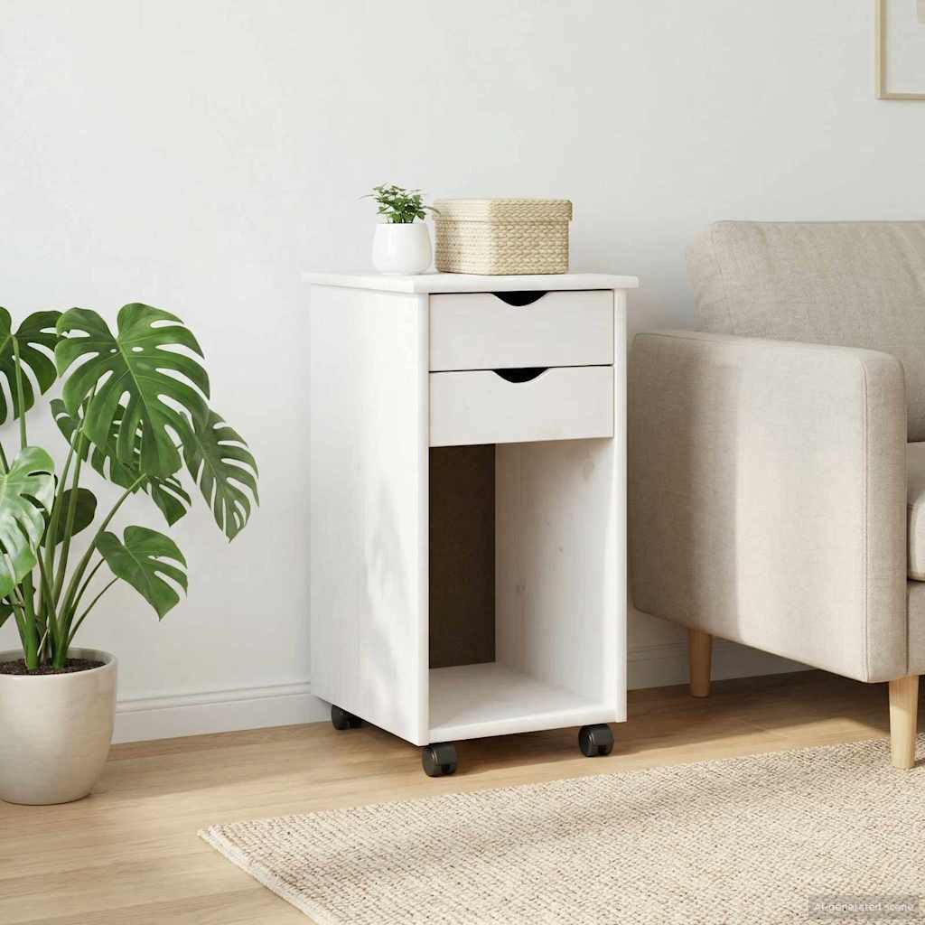 vidaXL Schranksystem Rollschrank Weiß 34 x 39 x 65,5 cm Massives Kiefernholz (1-St)