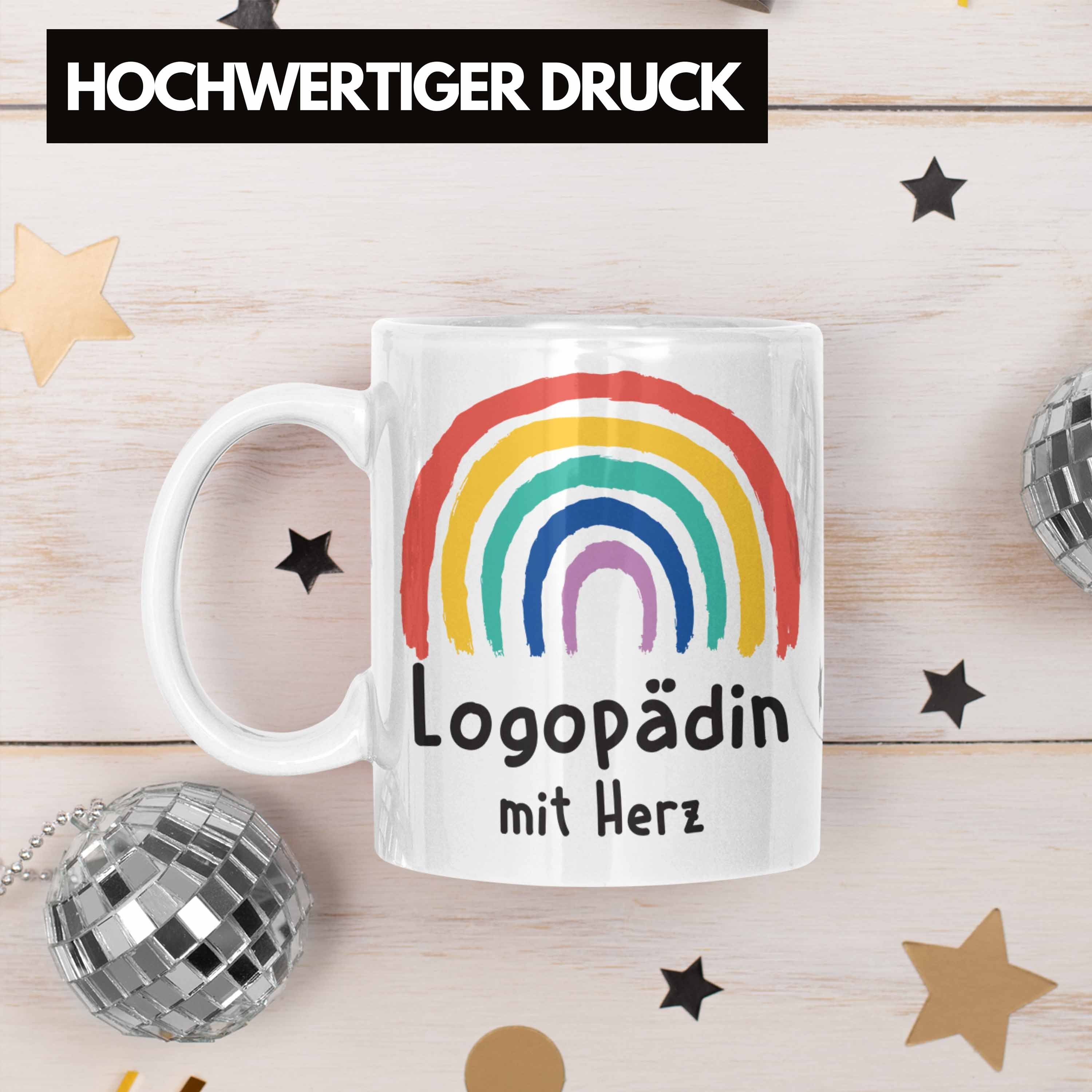 Spruch Tasse mit Trendation Tasse Geschenk Weiss Herz Kaffeetasse Trendation Danke mit Logopädin Dankeschön - Zubehör