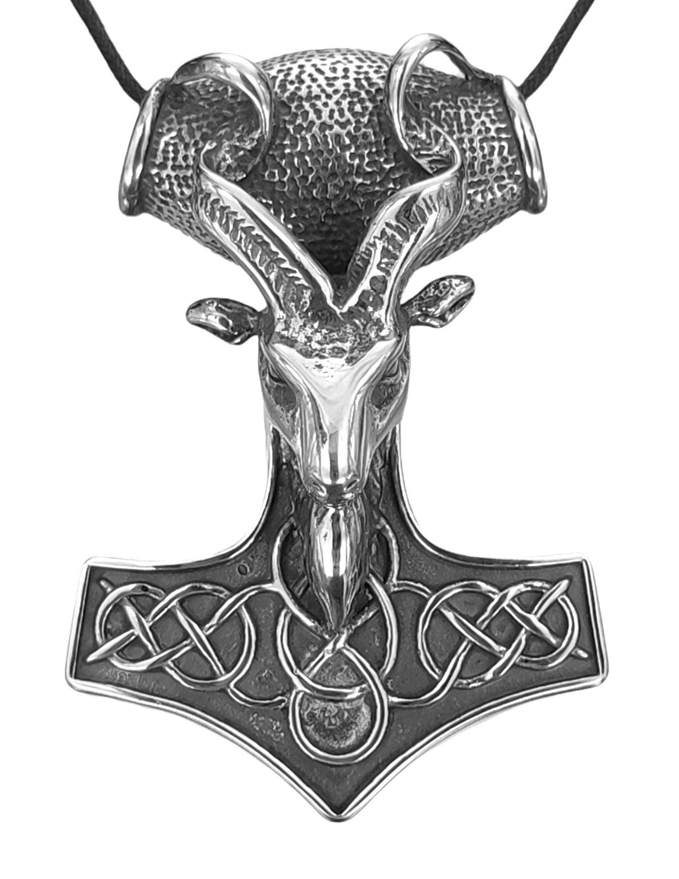 Kiss of Leather Kettenanhänger XL Thorshammer Widder Ziege Odin Thors Hammer Thor Anhänger aus Edelstahl Nr.198