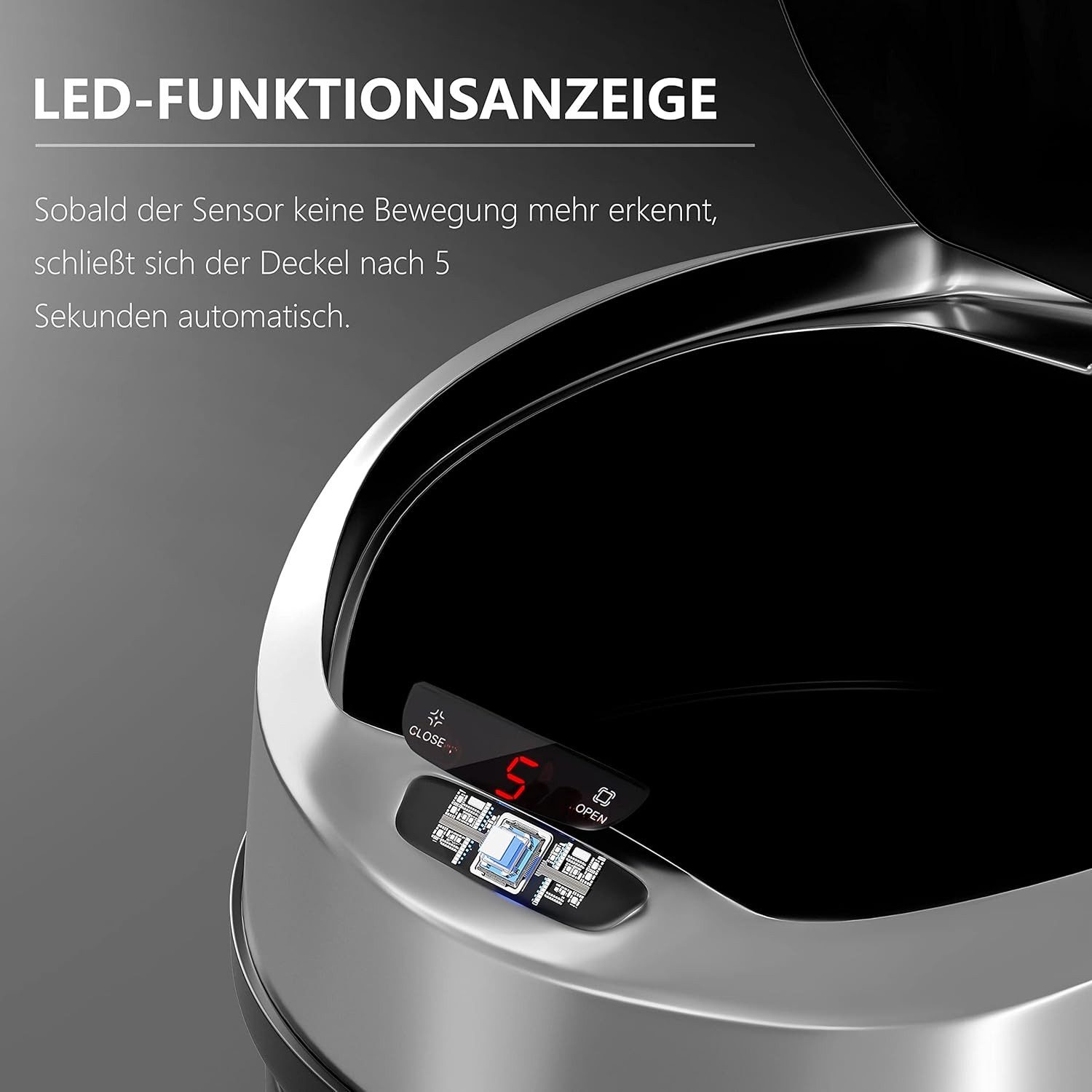 Ribelli Mülleimer Sensor Mülleimer 30L, schwarz, Mülleimer Abfalleimer Küche Mülltrennsystem
