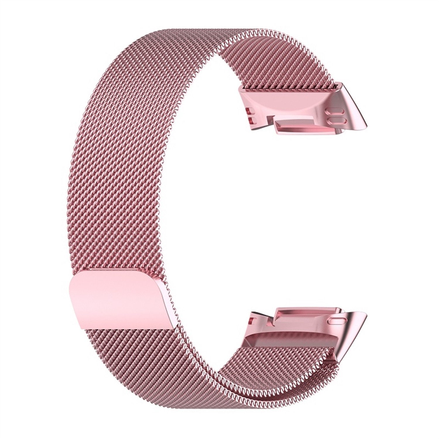 Wigento Smartwatch-Armband Für Fitbit Charge 6 / 5 Metall Stahl Mesh Armband mit Magnetverschluss