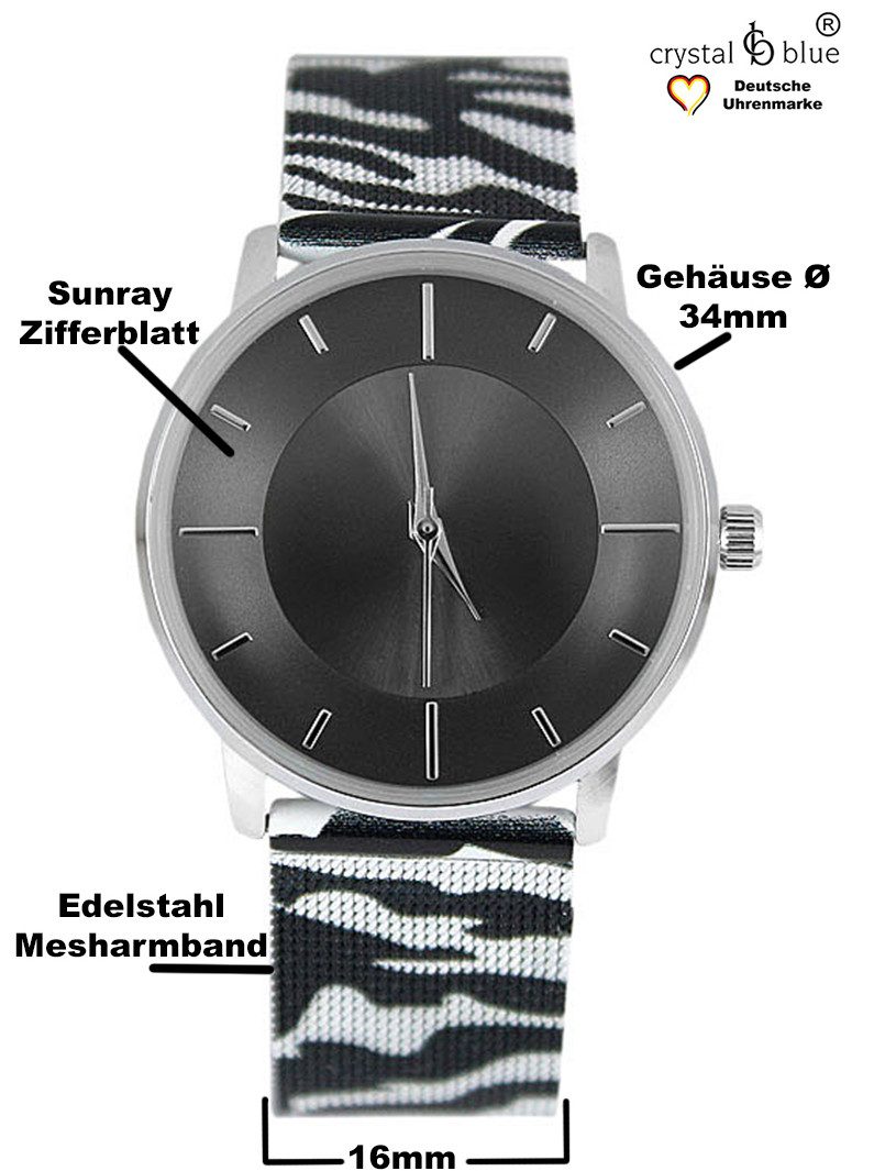 crystal blue Quarzuhr Damenuhr analog Milanaise günstig online kaufen