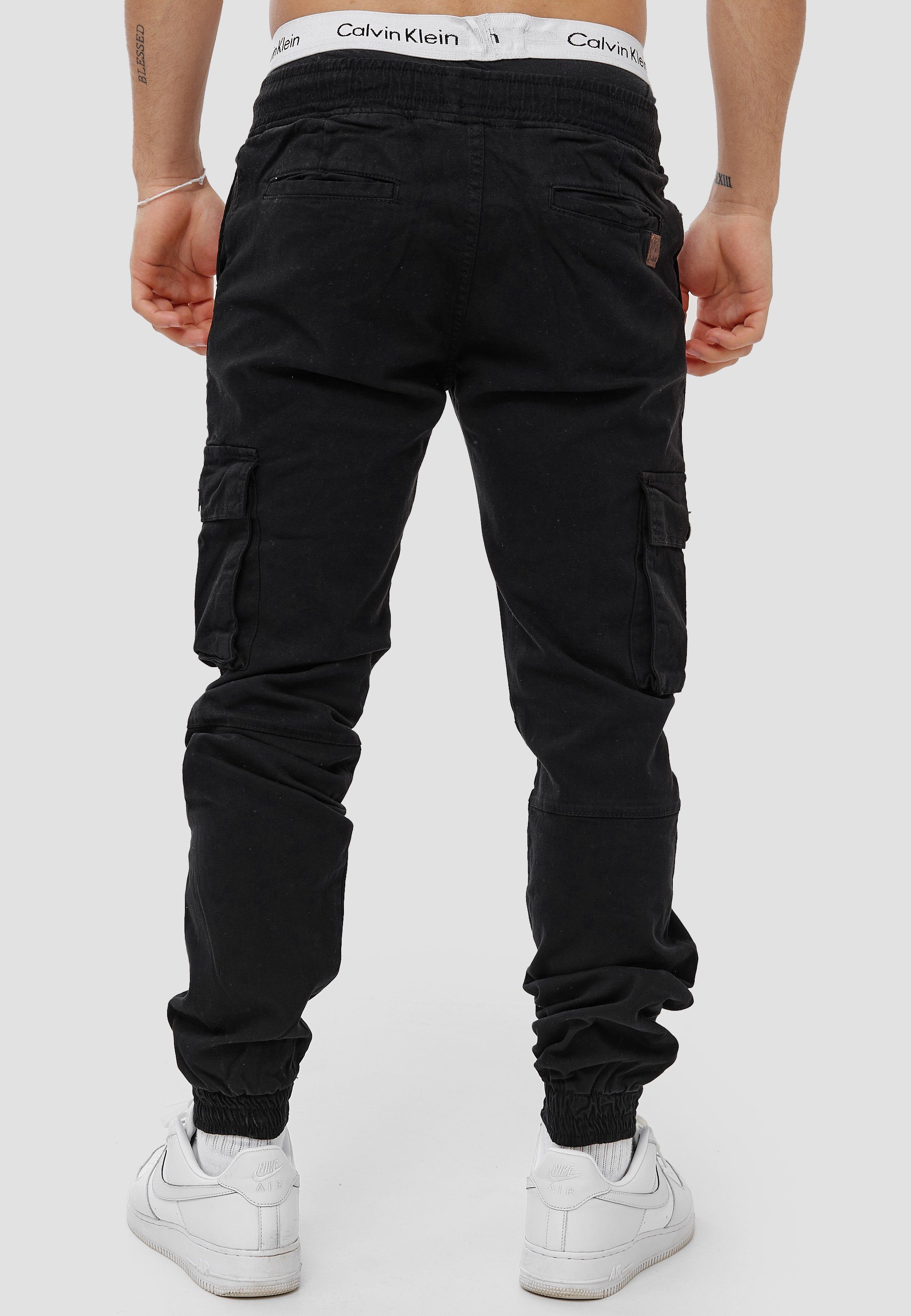 Business Casual Streetwear, Straight-Jeans Schwarz 1-tlg) (Chino H-3413 Freizeit OneRedox Cargohose