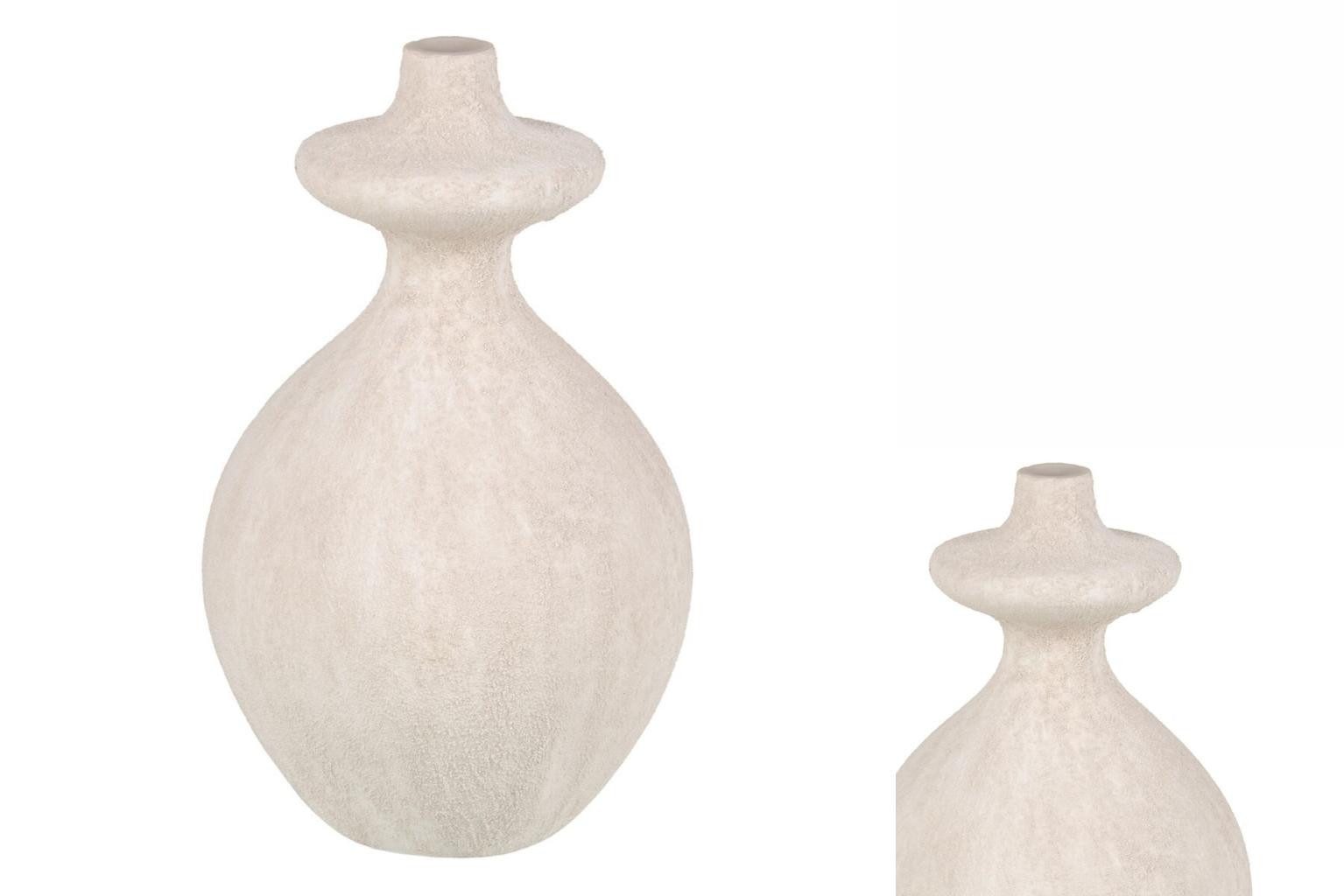 Bigbuy Dekovase Vase Creme aus Keramik Sand 21 x 21 x 38 cm