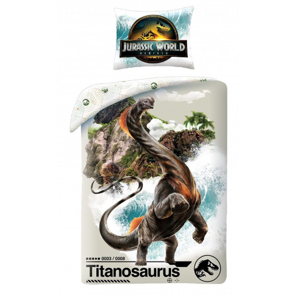 Jurassic World Bettwäsche Set aus Mikrofaser Deckenbezug 140 × 200 cm mit 70 × 90 cm Kissenbezug, Mikrofaser, 2 teilig