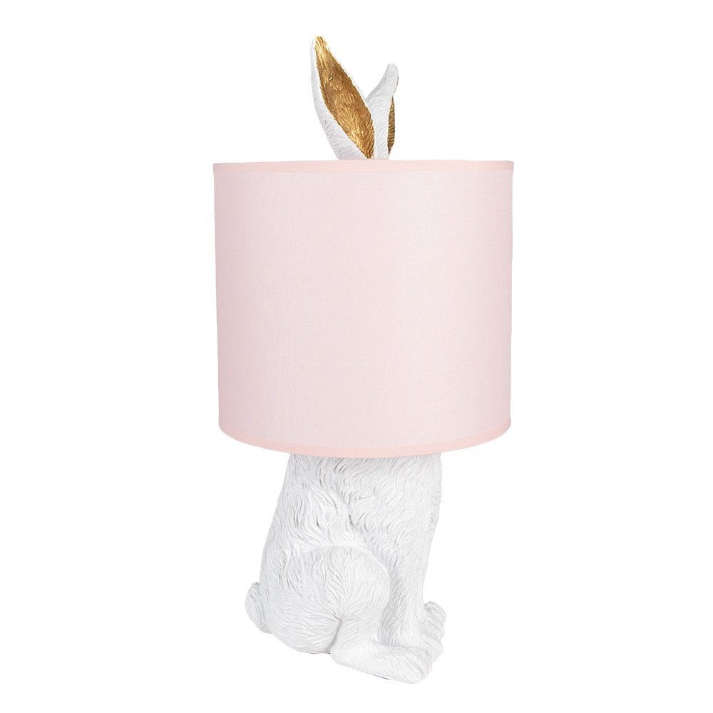 Clayre & Eef Nachttischlampe Verspielte Tischlampe Hase mit Schirm schwarz-rosa 20x43 cm
