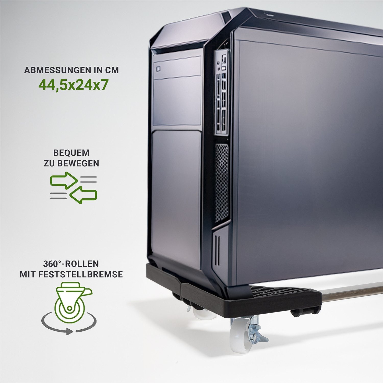 KVOTA Halterung PC-Ständer mit Rollen –flexibel verstellbar bis 40×60, schützt Gehäuse, (stabil, einfach bewegbar) – Bild 3 von 5