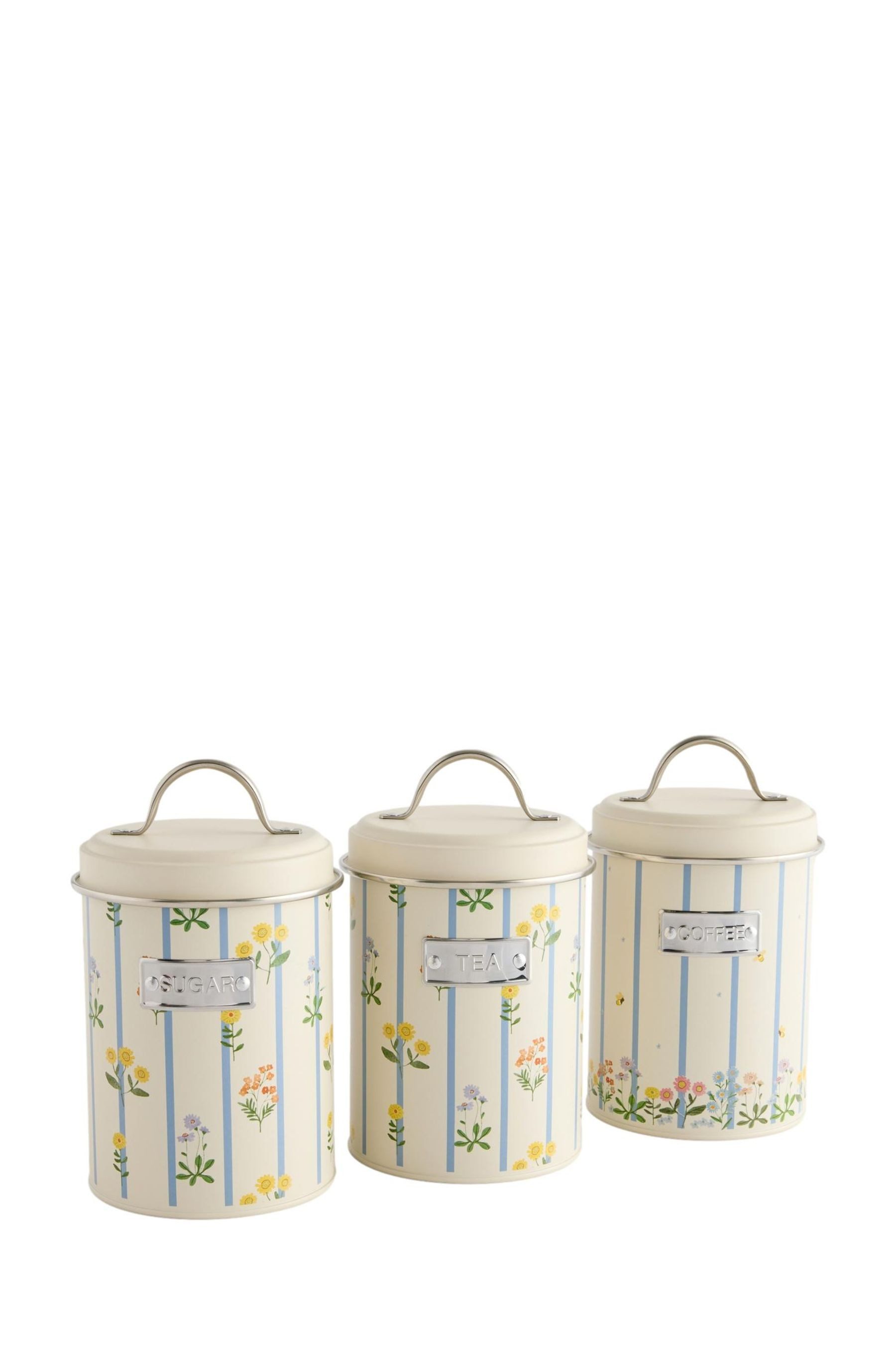 Next Vorratsdose 3er-Set Vorratsgläser mit Blumenmuster + Plakette, Metall, (1-tlg)