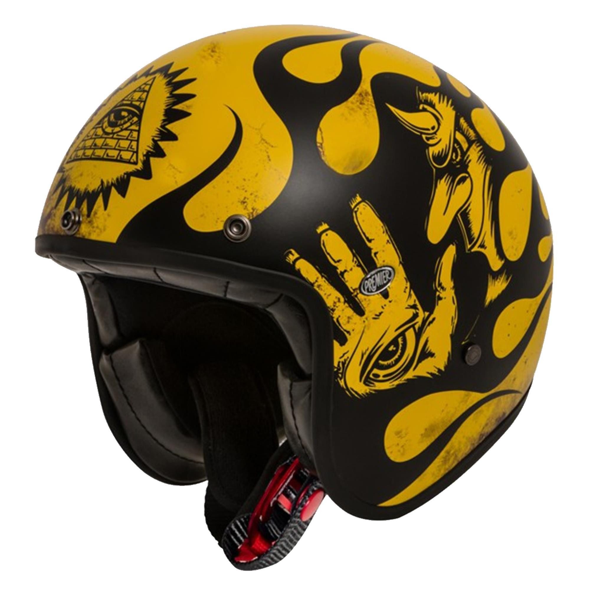 Premier Helmets Motorradhelm Premier Le Petit Classic Evo BD 12 BM schwarz-gelb XS