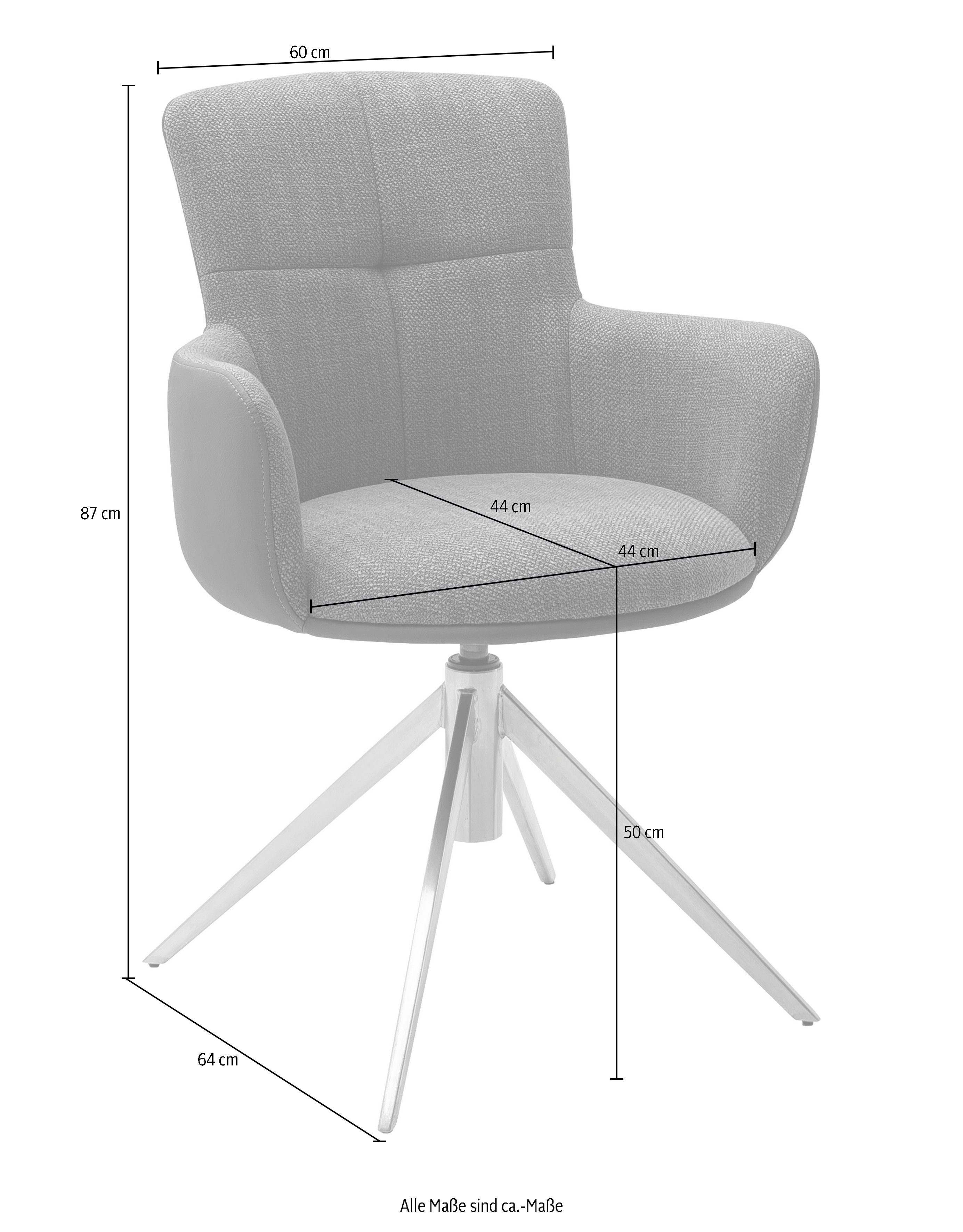 St), Set mit Edelstahl drehbar 360° furniture Antrazit (Set, Materialmix, Nivellierung, Esszimmerstuhl | 2er MCA kg 120 gebürstet bis Mecana 2 | Stuhl Antrazit