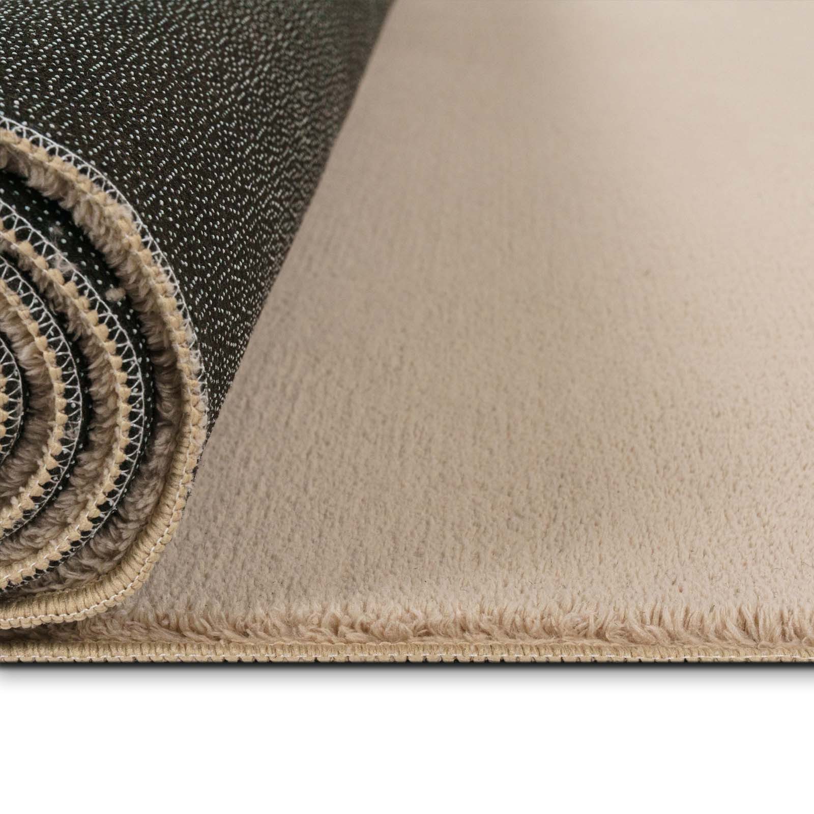 TaraCarpet Teppich Fiona Uni Kurzflor-Teppich, waschbar und supersoft, rechteckig, Höhe: 14 mm, 14 mm Kurzflor, rechteckig, Farbe Beige, Größe 50x80 cm – Bild 5 von 5