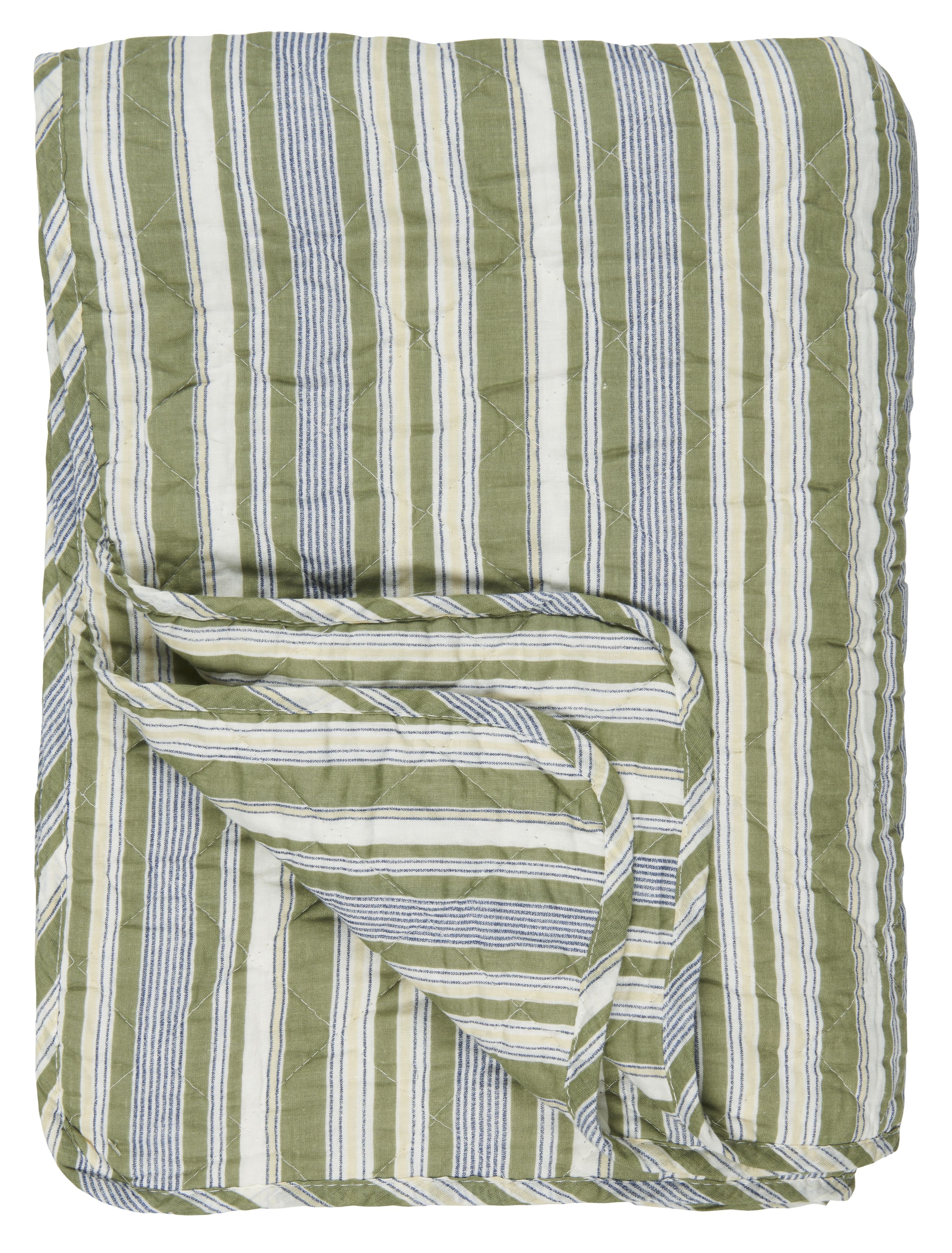 Farbe/Muster: gestreift Ib Quilt Laursen, .. Weiß, Tagesdecke - Beige, Überwurf Grau Grün, Grün Weiß Gestreift Tagesdecke Decke 180x130cm,