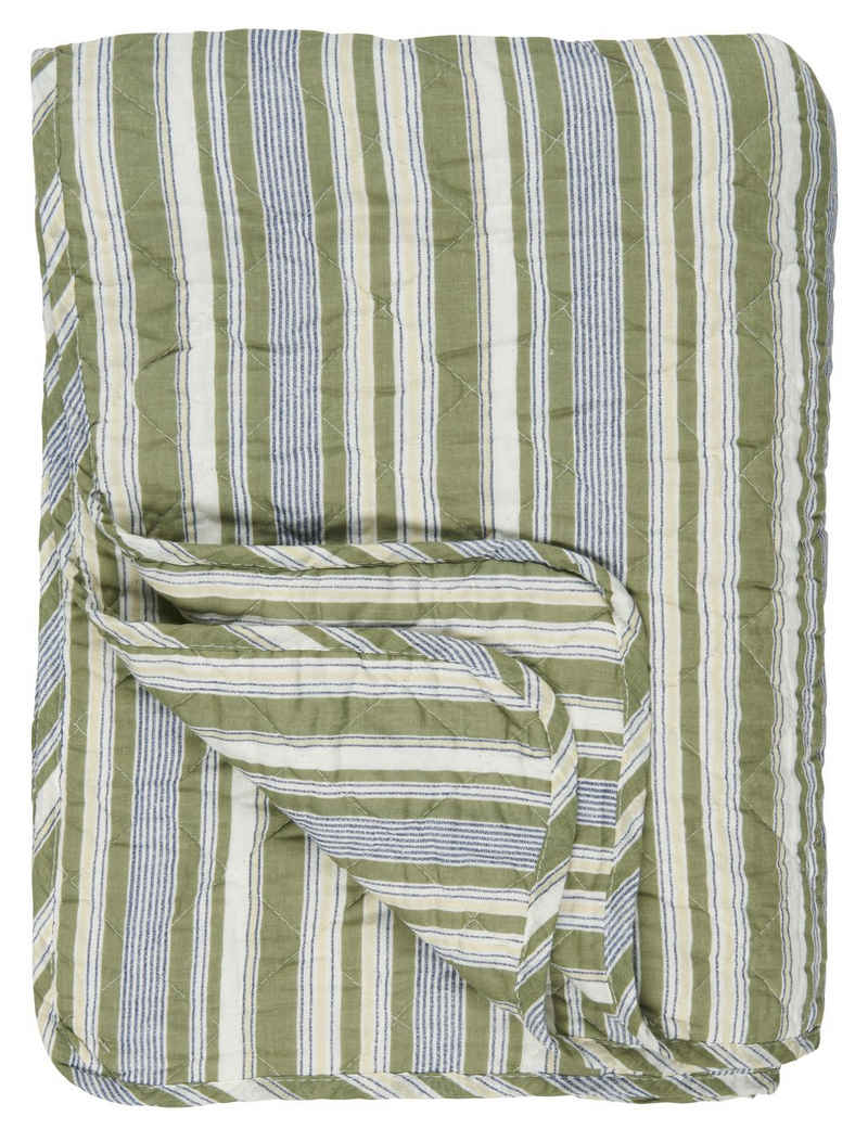Tagesdecke Decke Quilt Tagesdecke Überwurf Gestreift Grün Weiß .. 180x130cm, Ib Laursen