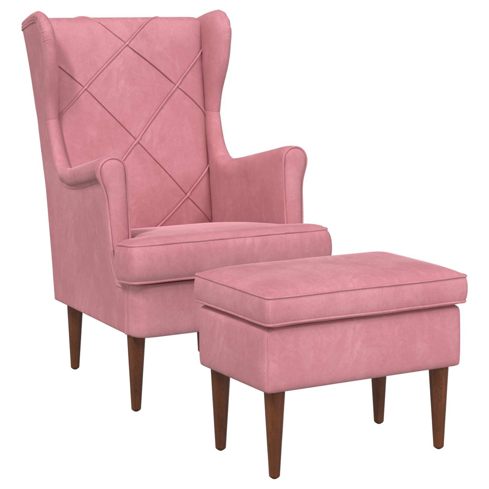vidaXL Gartenlounge-Set Sessel mit Fußhocker 2 stk. Rosa Samt, (2-tlg)