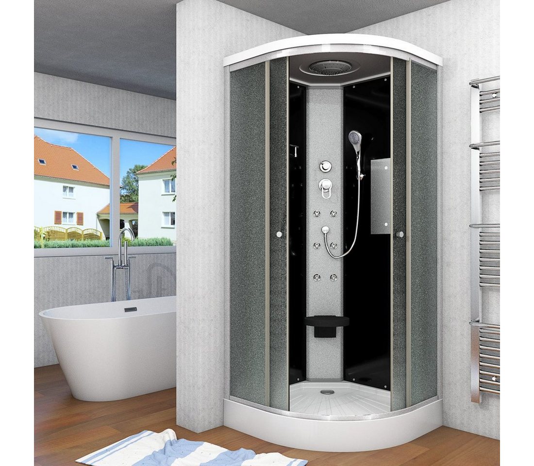 Thumbnail - AcquaVapore Komplettdusche Dusche Fertigdusche D10-03M0-ALL Schwarz 80x80, Sicherheitsglas ESG, inklusive Duschwanne, Hö...