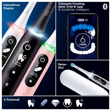 Oral-B Elektrische Zahnbürste iO 6 Duopack, Aufsteckbürsten: 3 St., mit Magnet-Technologie, Display, 5 Putzmodi