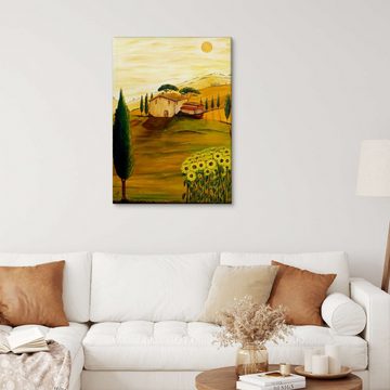 Posterlounge Leinwandbild Christine Huwer, Sonnenblumen in der Toskana, Mediterran Malerei