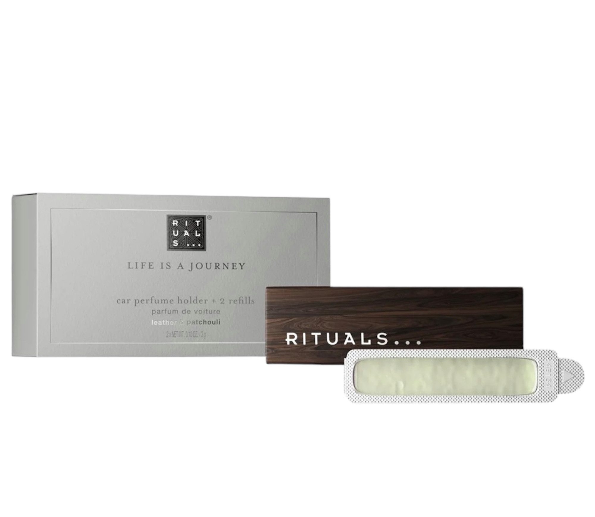 Rituals Raumduft The Rituals Homme Sport Life is a Journey Autoparfum - Car Perfume (2 x 3 gr Auto-Lufterfrischer), Mit rauchigem Lederaroma, Tonkabohne und Patchouli.