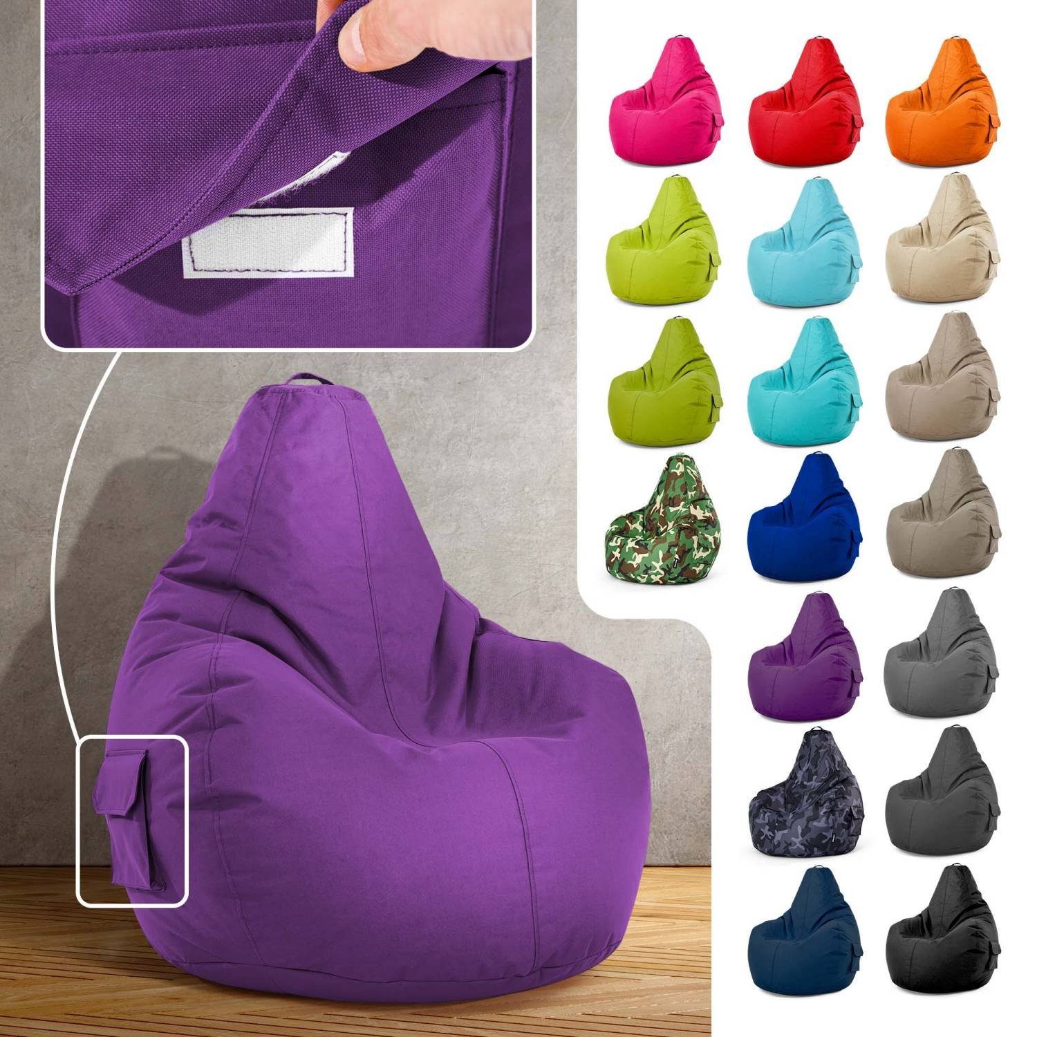 Green Bean Sitzsack Cozy (Sitzsack mit Rückenlehne 80x70x90cm - Gaming Chai günstig online kaufen