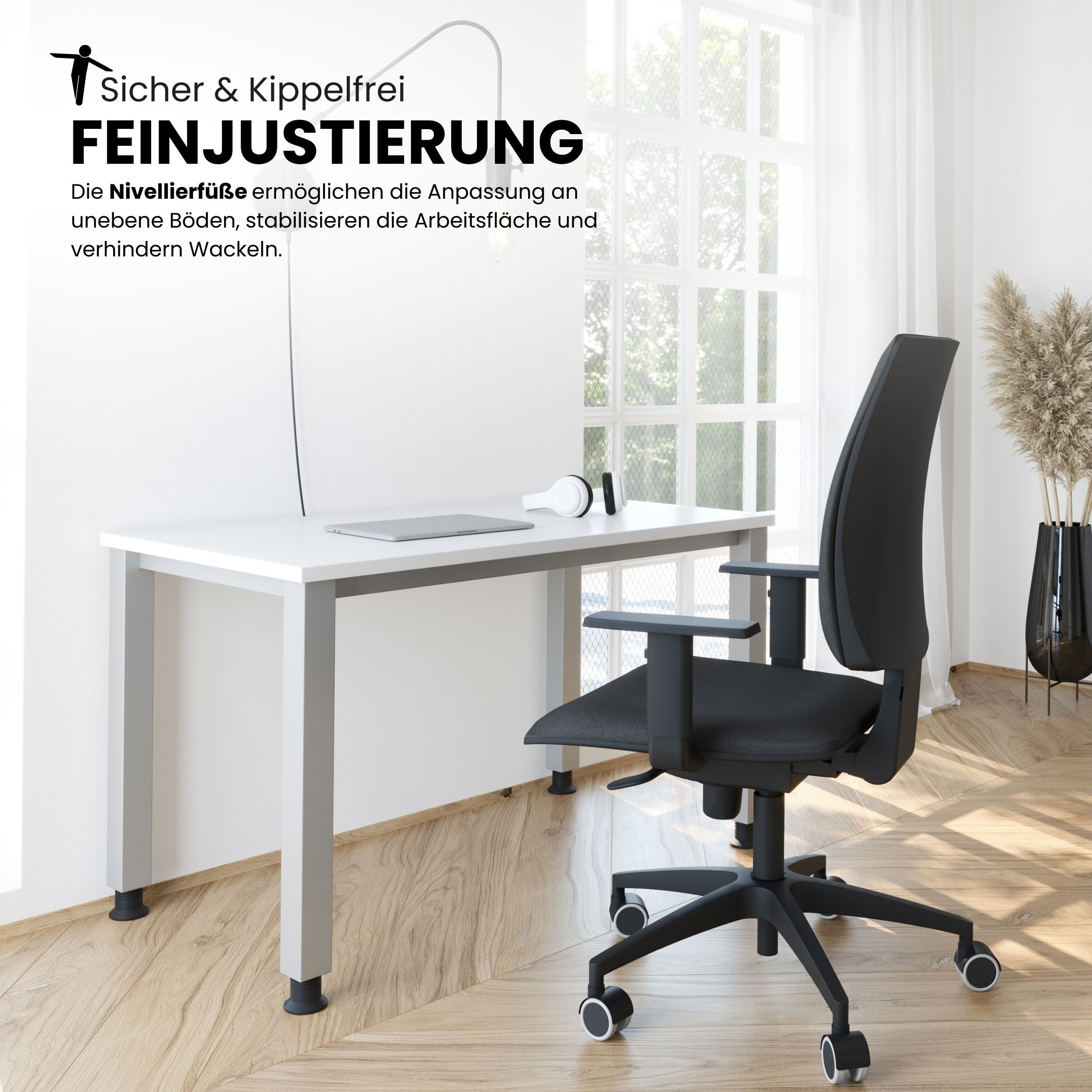 bümö Schreibtisch Q-Serie Mini, Rechteck: 120 x 67,2 cm - Dekor: Graphit