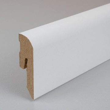 PROVISTON Sockelleiste MDF, 12 x 42 x 2400 mm, Weiß, Fußleiste, MDF foliert