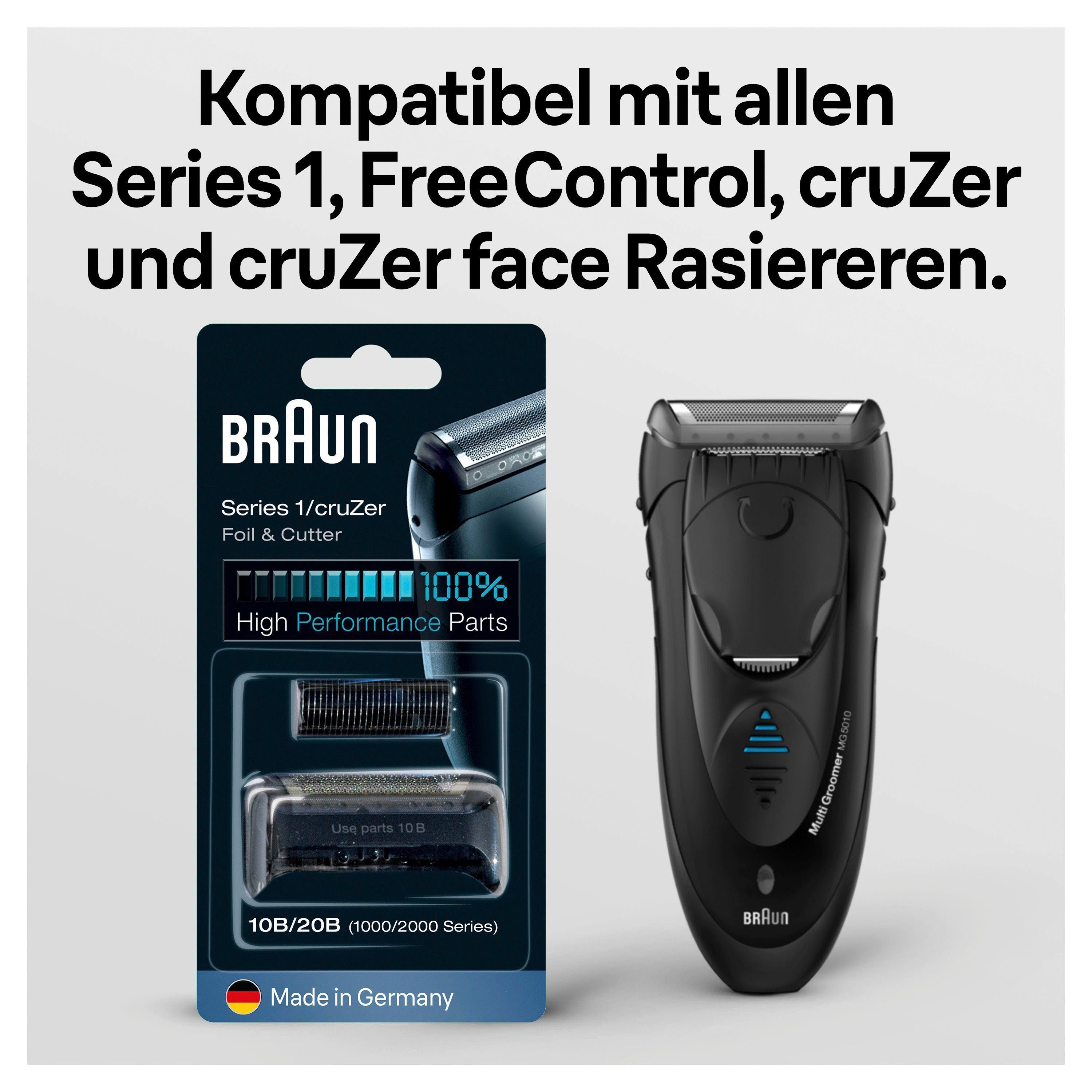 Braun Ersatzscherteil Series 1 mit 1 Rasierern kompatibel 10B, Series cruZer und