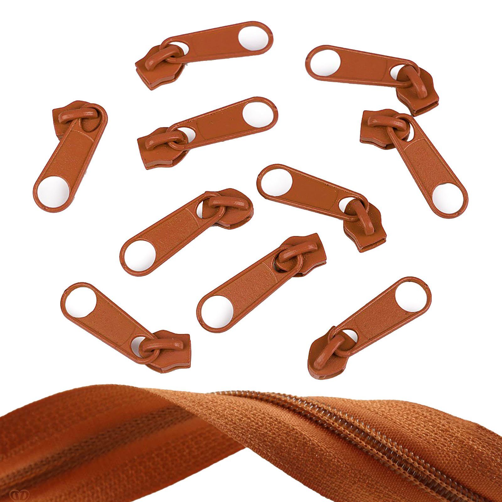 maDDma Reißverschluss 10 Reißverschluss Zipper für Endlosreißverschluss, 5mm, ocker