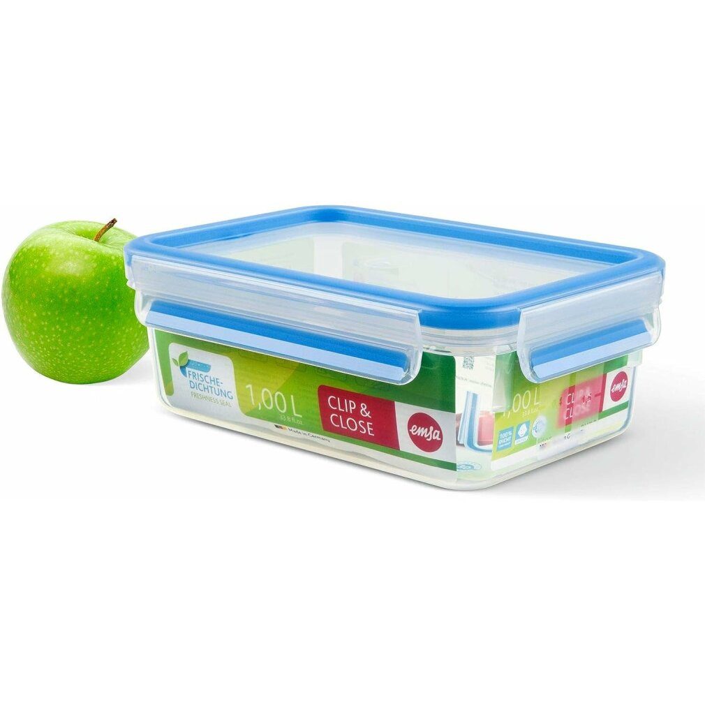 Emsa Vorratsdose CLIP & CLOSE Frischhaltedose (transparent/blau, 1,0 Liter) von EMSA
