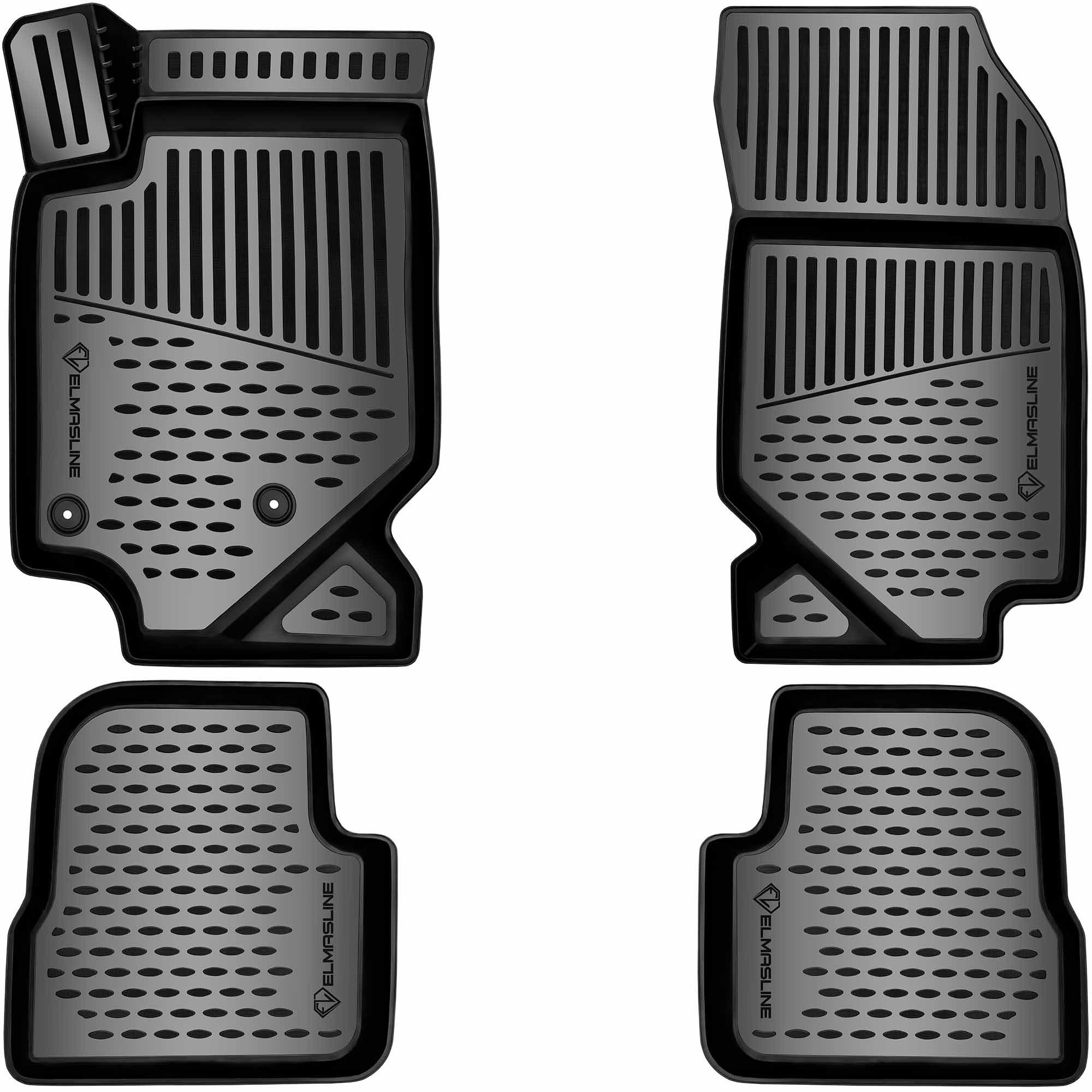 ELMASLINE Auto-Fußmatten Gummi (4 St), für DS DS3 Crossback (2018-2025) - Verbrenner (Benzin/Diesel) - 3D Gummimatten mit extra hohem Rand für mehr Schutz - Passend für Baujahre:, 2018 - 2025