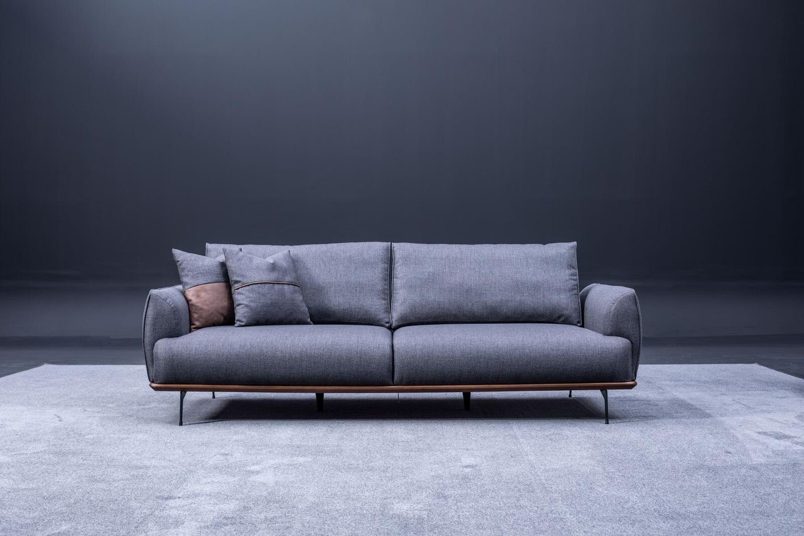 JVmoebel 3-Sitzer Graues Polstersofa Moderner Dreisitzer Wohnzimmer Textilsofa Luxus, 1 Teile, Made in Europa