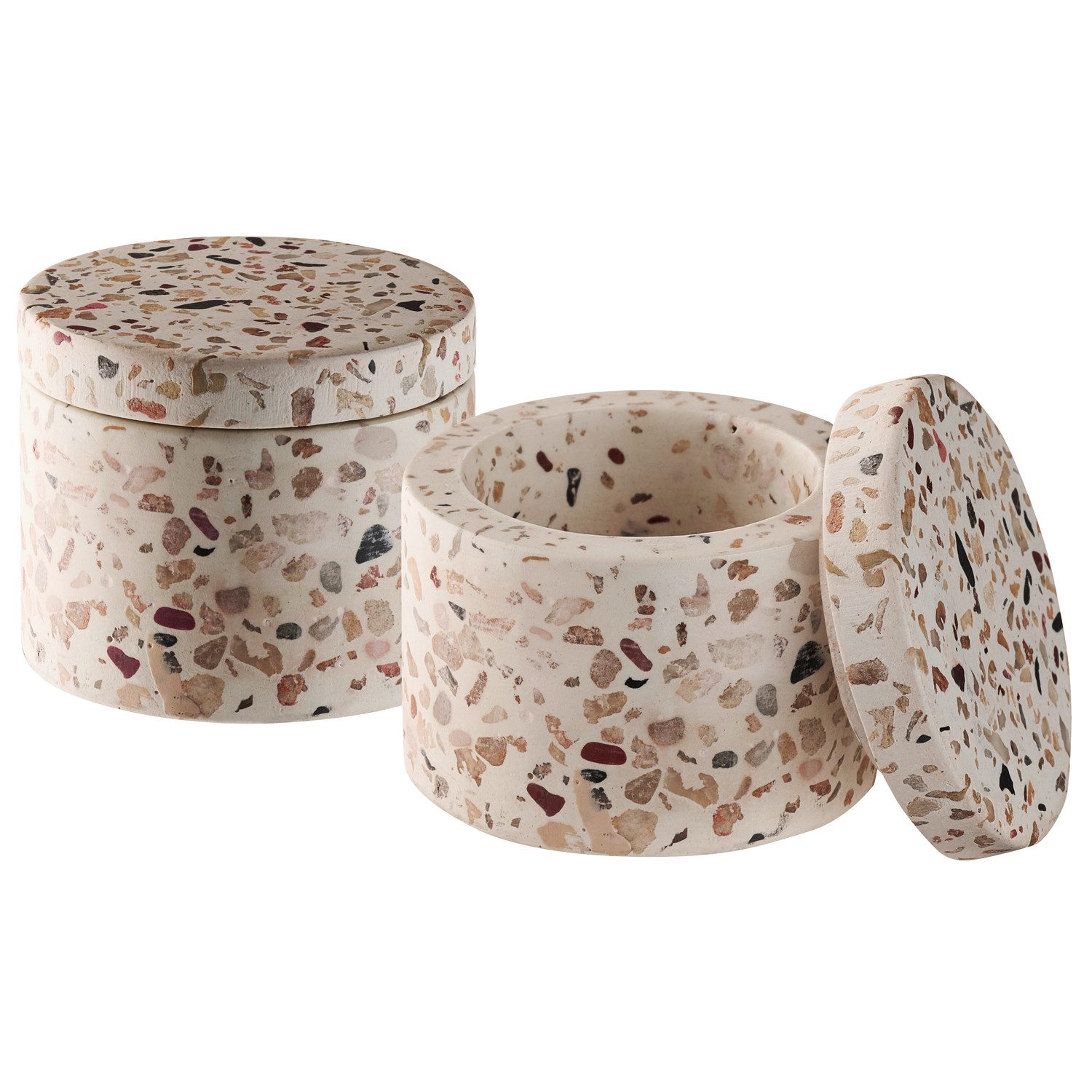 APS Butterdose 2er Set TERRAZZO, Steinzeug, (Set, 2-tlg), Beton, Ø 6 cm, H: 5 cm, 40 ml, Unikat