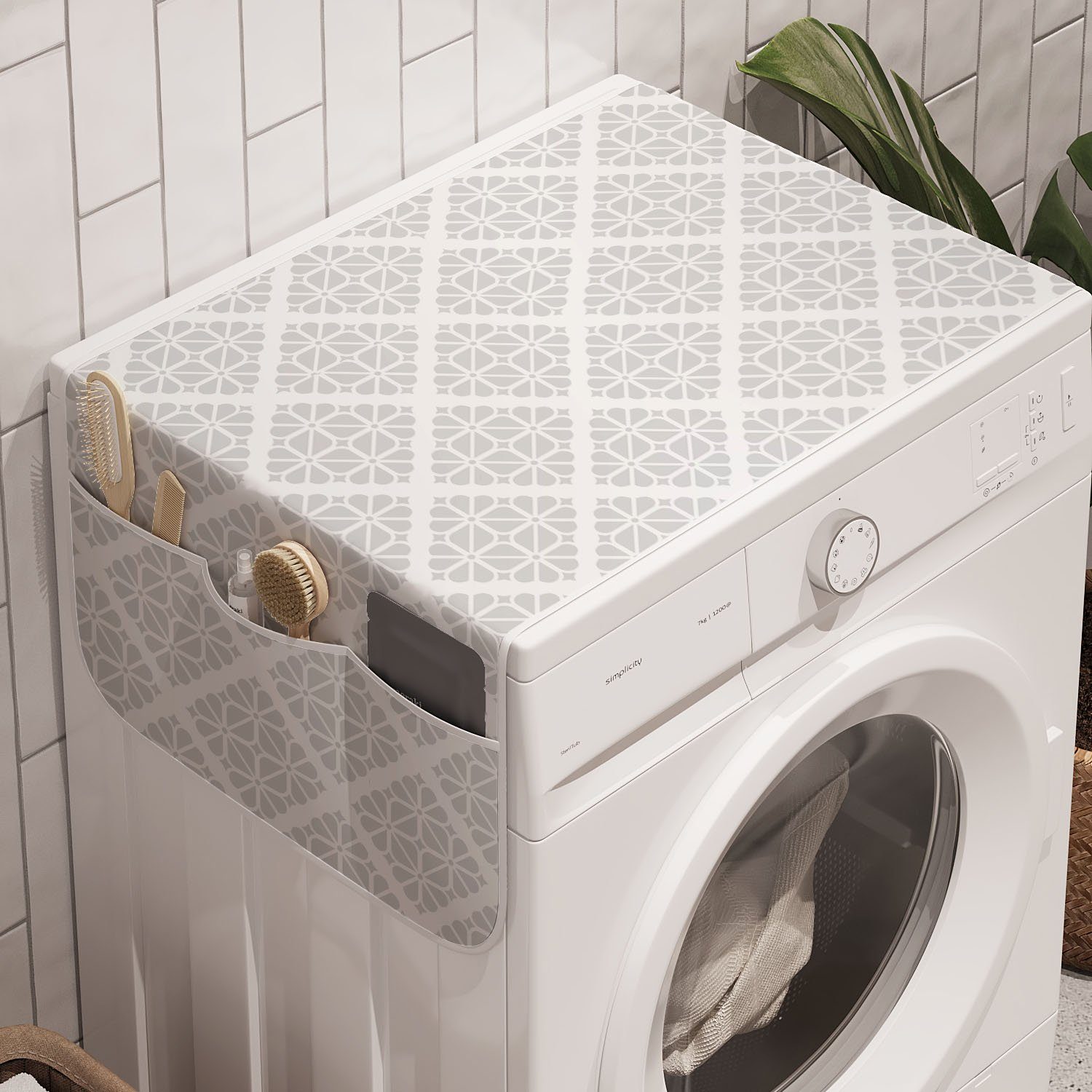 Trockner, Anordnung für und Anti-Rutsch-Stoffabdeckung Diagonal Abakuhaus Platz Modern Badorganizer Waschmaschine