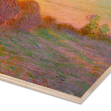 Posterlounge Holzbild Claude Monet, Getreideschober, Wohnzimmer Malerei