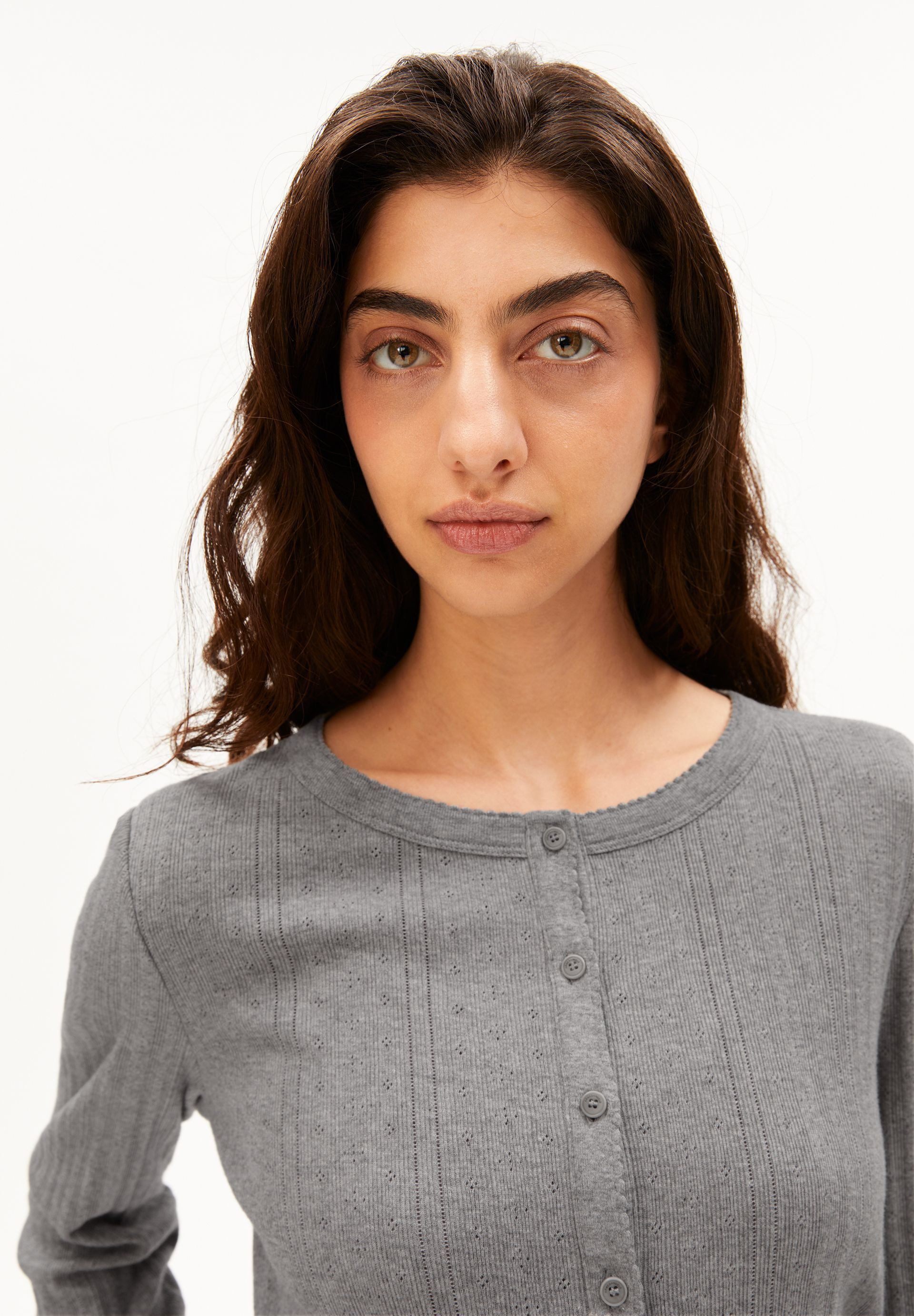 Armedangels Longsleeve POINTELLE 100% Bio-Baumwolle Slim Fit